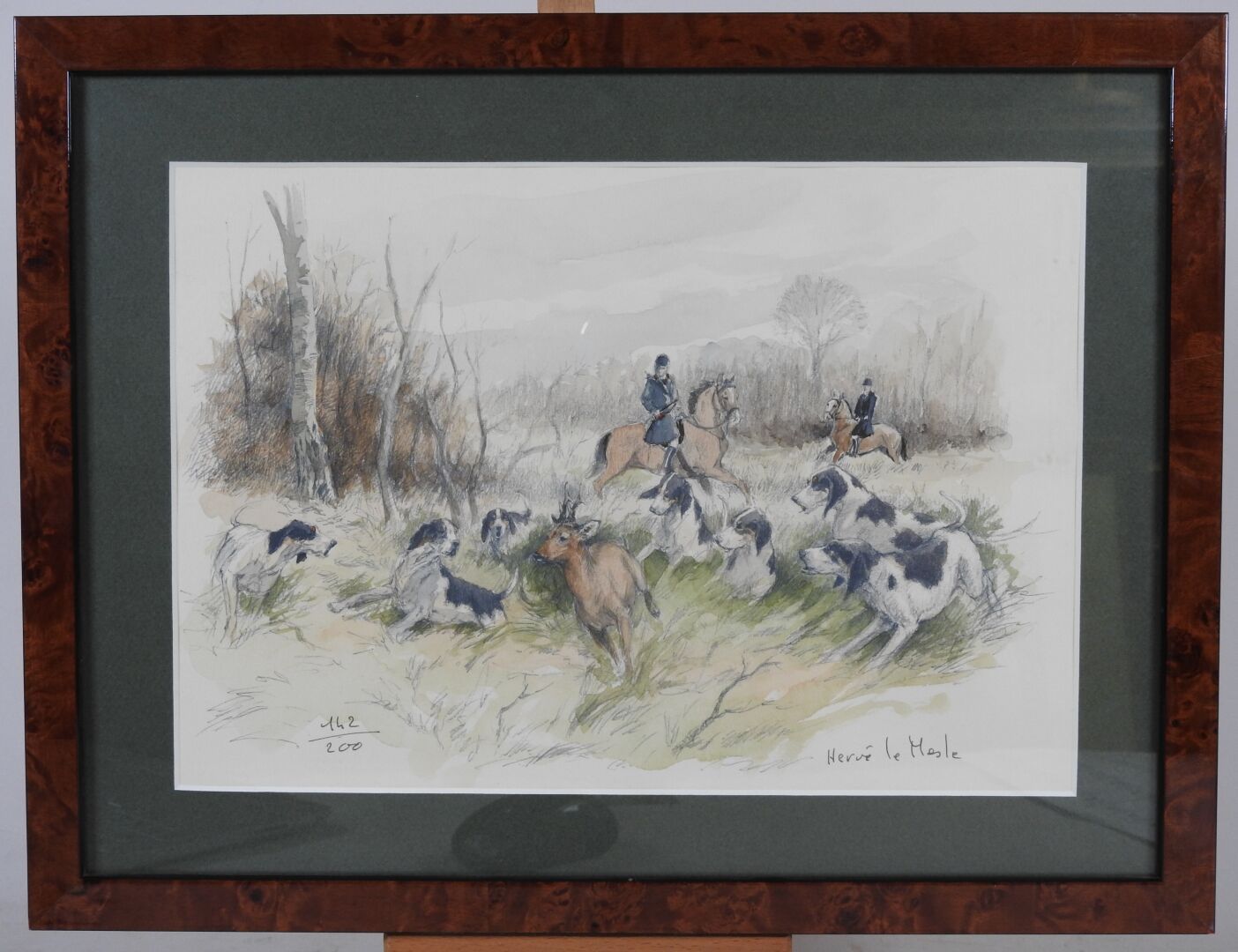Null Hervé LE MESLE (born in 1955).

Hunting with deer. 

Lithograph signed lowe&hellip;