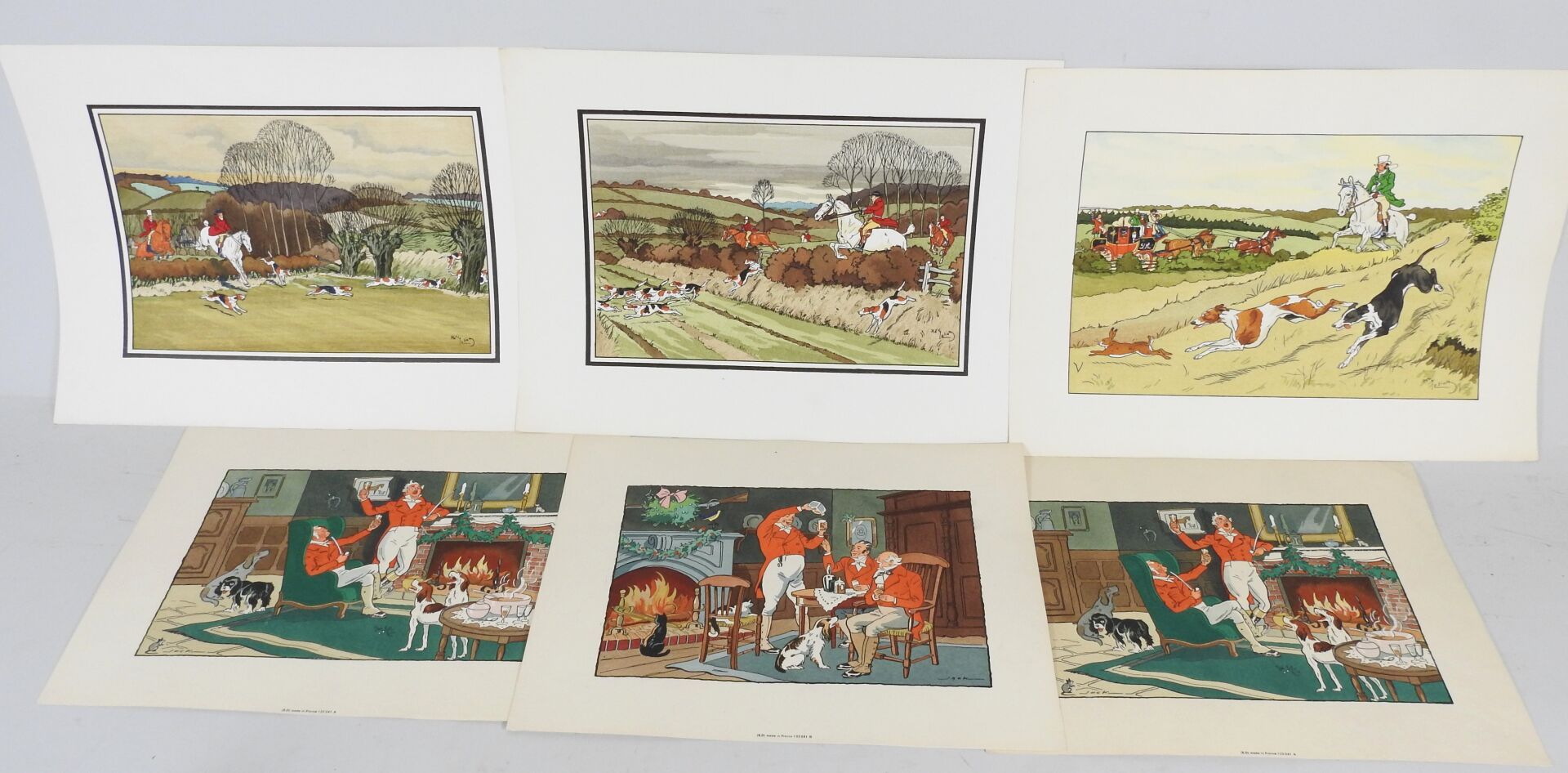 Null 哈利-艾略特（1882-1959）之后和杰克（20岁）。

狩猎的场景和狩猎的晚餐。

六张彩色印刷品组成的套房。

28 x 37.5厘米和32 x&hellip;