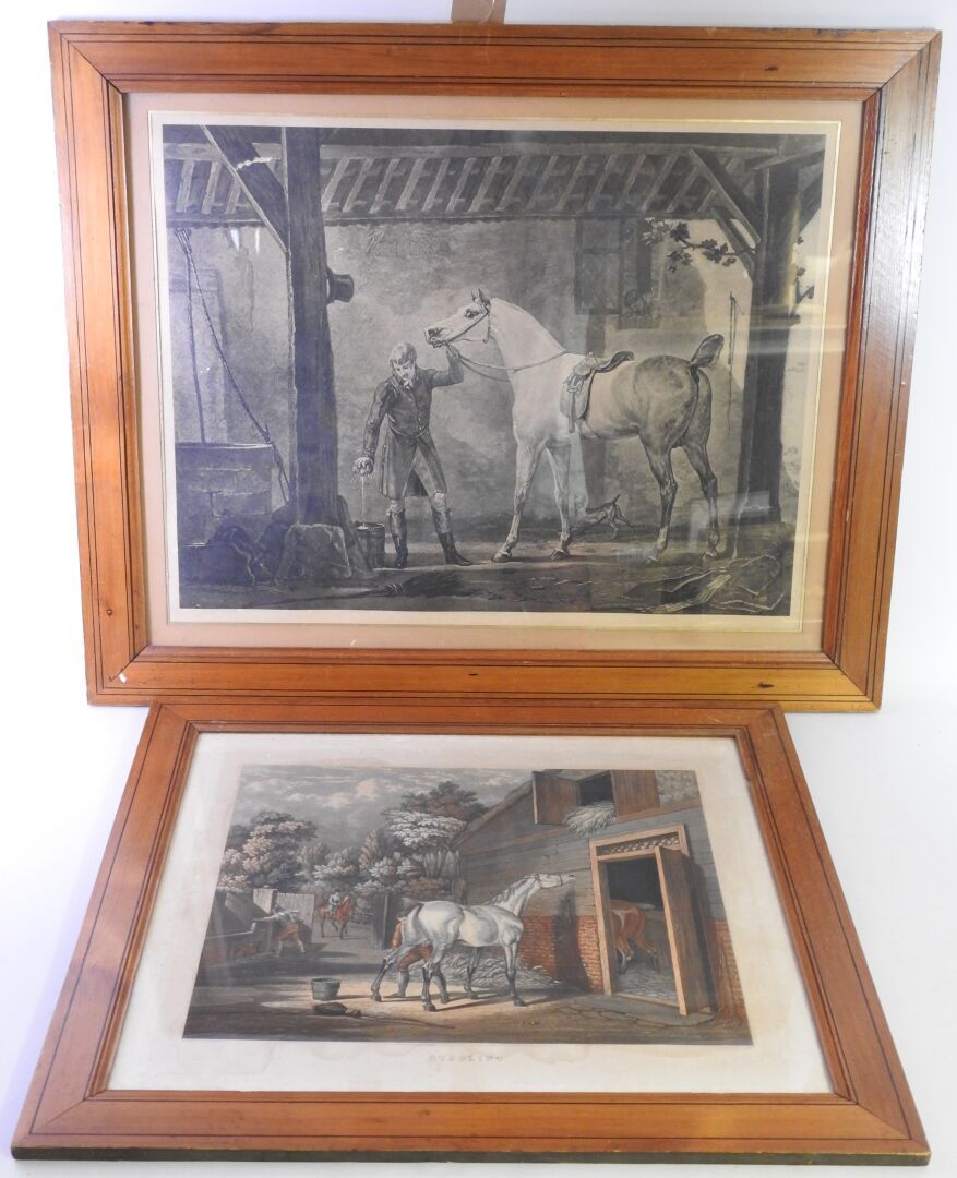 Null 拍卖会上有两幅马的版画，包括:

-S.S.JONES在斯特布林之后。亨特的英国彩色雕版画。46 x 54 厘米。染色剂。

-马厩里的马。50 x &hellip;