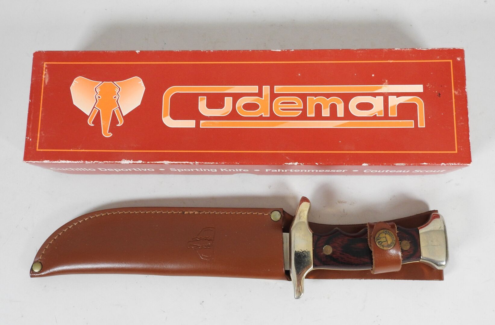 Null Dague de chasse UDEMAN, lame de 18,5 cm en acier 420, manche à deux plaquet&hellip;