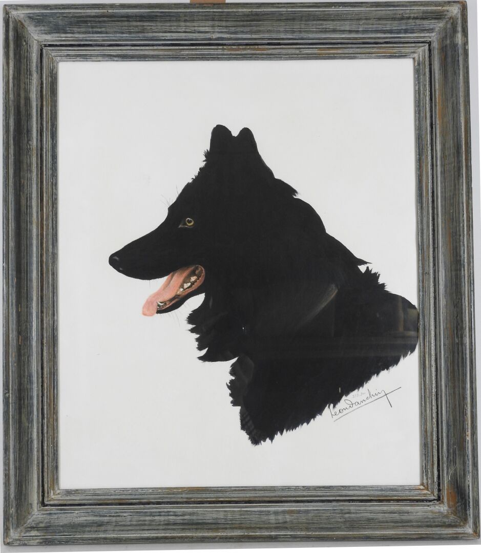 Null 莱昂-丹辛（1887-1938）。

一条狗的头

石版画右下方有签名，编号为213/300。

60 x 51厘米。