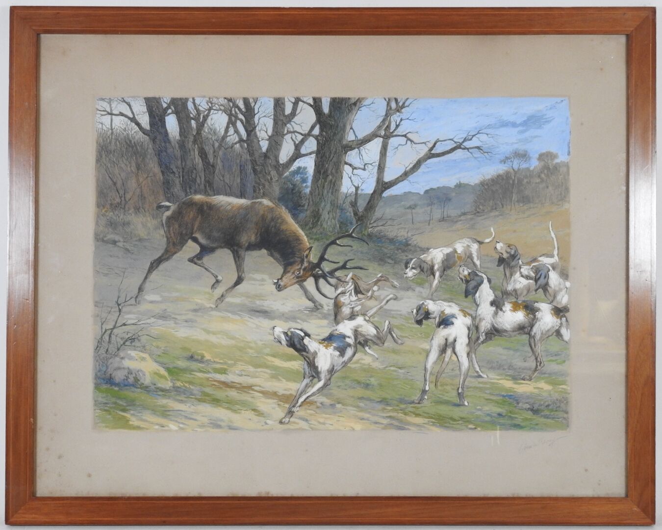 Null Maurice LEROY (?) XIX-XX secolo.

L'hallali del cervo.

Incisione con sovra&hellip;