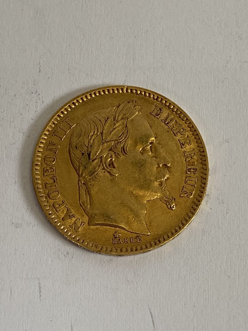 Null Pièce de 20 francs en or, Napoléon III tête laurée, 1866 A.