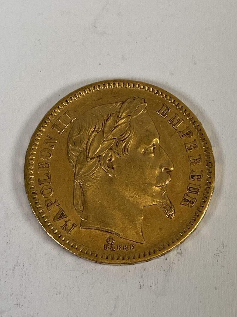 Null 20 francs gold coin, Napoleon III head, 1866 A.