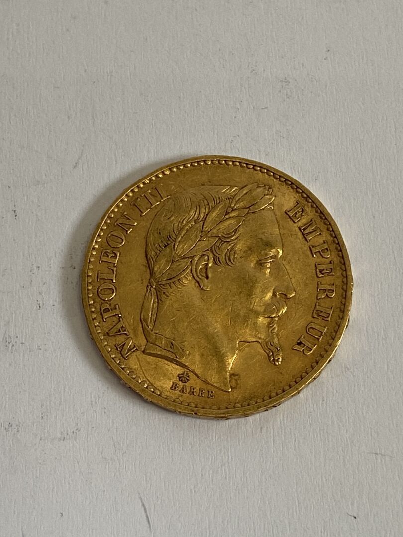 Null 20 francs gold coin, Napoleon III head, 1869 A.