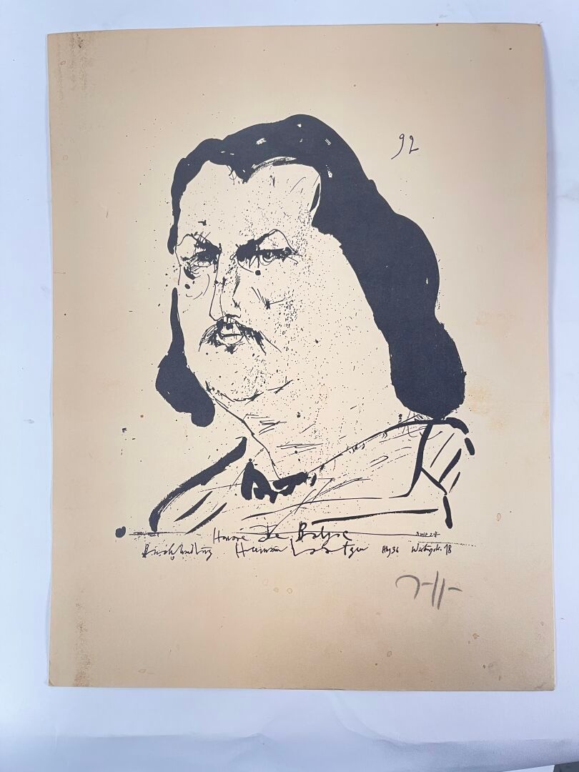 Null Horst Janssen.
Balzac.
37*28cm.
Zincographie, 1967, signée au crayon en bas&hellip;