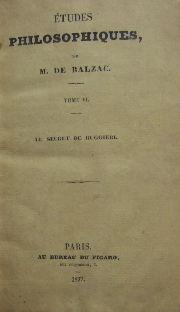 Null Honoré de Balzac, Le secret des Ruggieri [in] études philosophiques - tome &hellip;