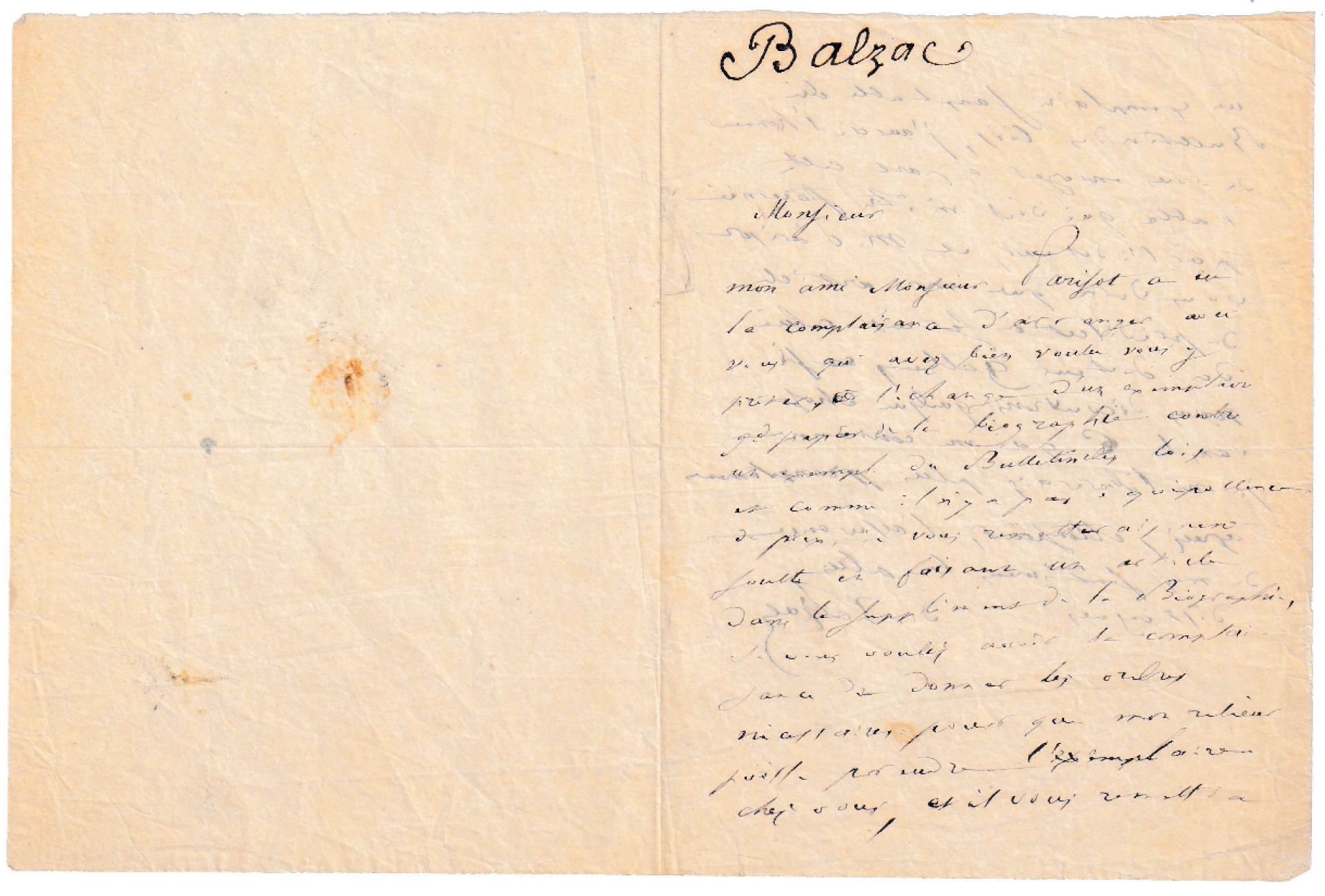 Null Honoré de Balzac, Lettre autographe signée.
[mai 1834], 2p in-8.
A Louis-Ga&hellip;