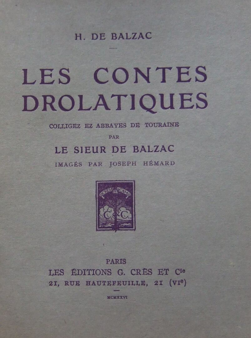 Null Honoré de Balzac, Les Contes drolatiques.
Paris, Crès, 1926. 2 volumes in-8&hellip;