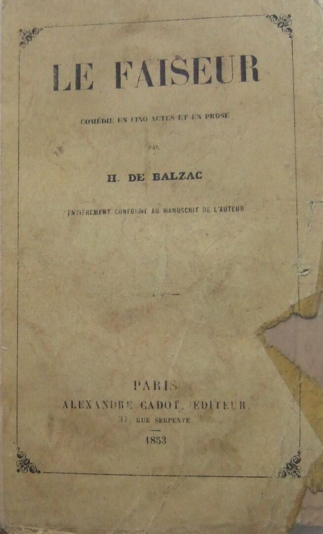 Null Honoré de Balzac, Le Faiseur, commedia in cinque atti e prosa. Interamente &hellip;
