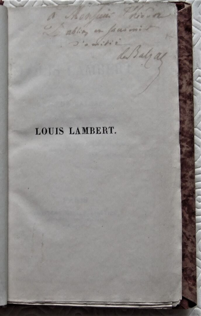 Null [Honoré de Balzac, Histoire intellectuelle de Louis Lambert.
Parigi, Charle&hellip;