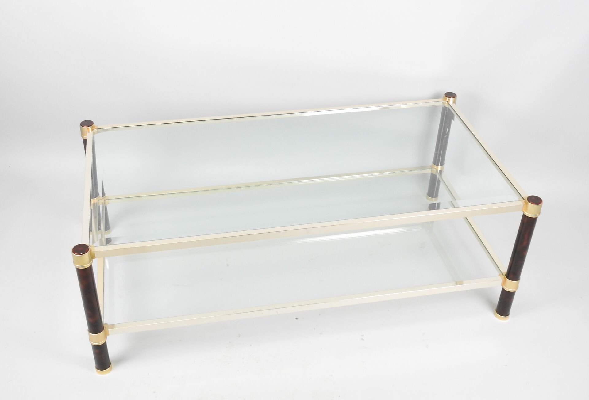Null Rectangular coffee table in gilded metal and imitation tortoiseshell plasti&hellip;