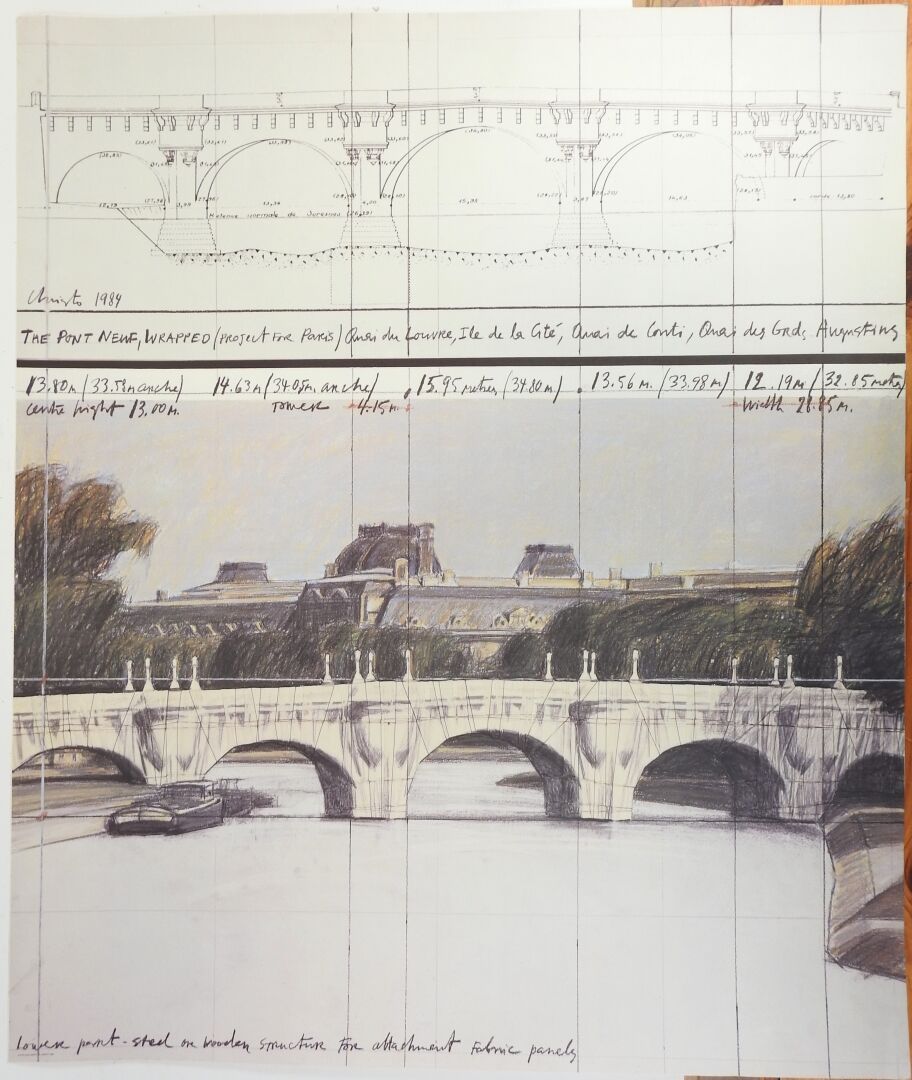 Null Affiche d'après CHRISTO, le Pont Neuf.
72,5 x 61 cm.