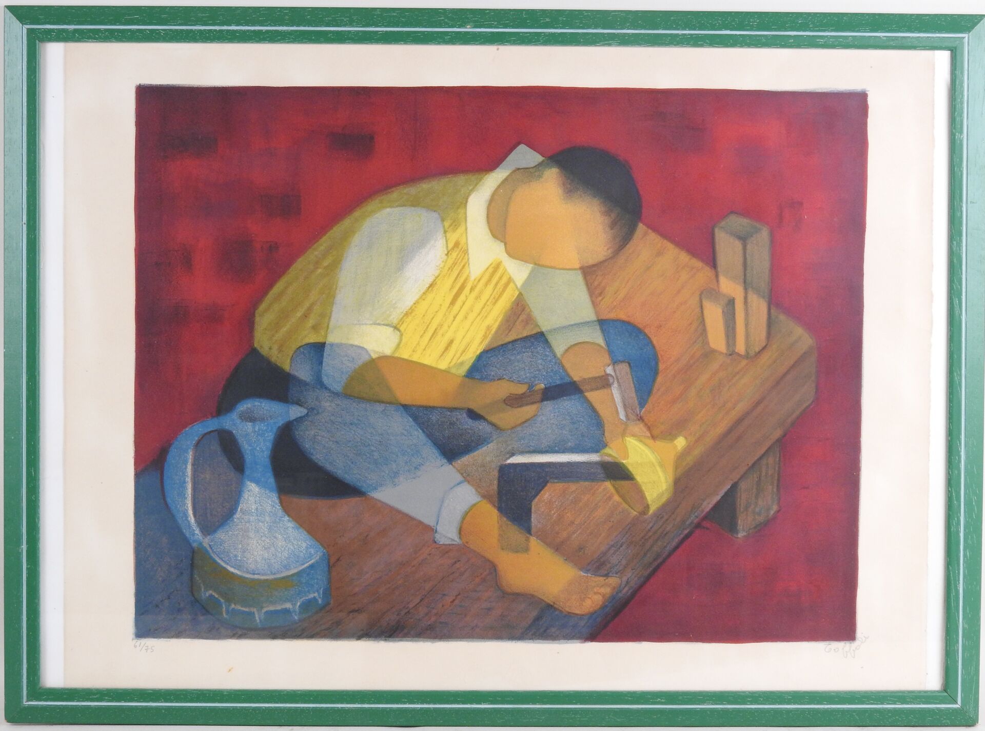Null Louis TOFFOLI (1907-1999).
L'artisan.
Lithographie signée en bas à droite a&hellip;