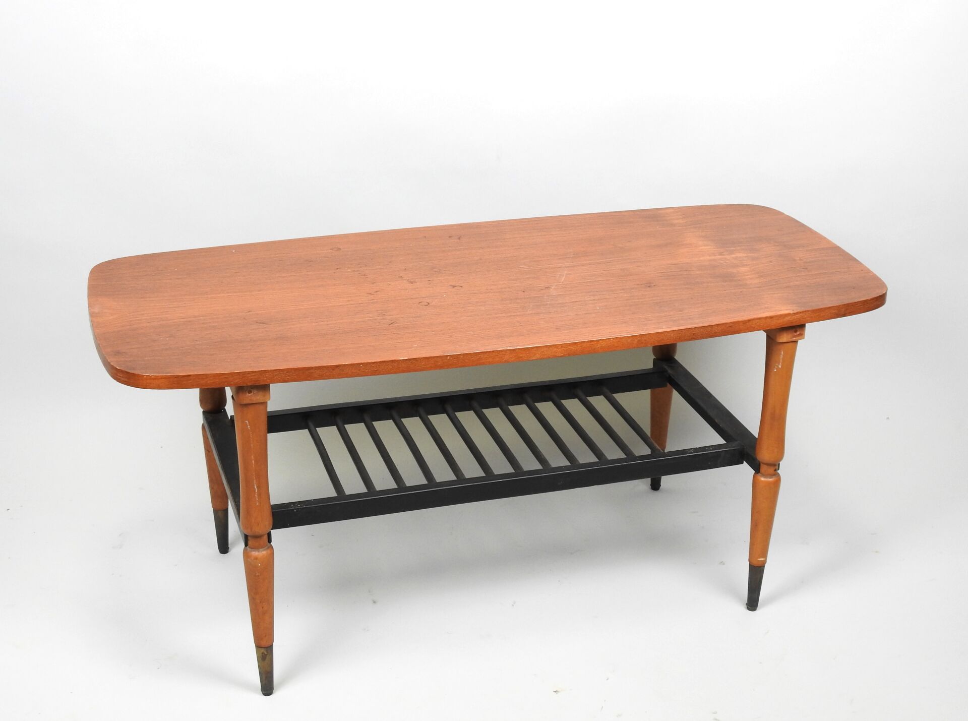 Null Table basse rectangulaire à coins arrondis en bois et entretoise en bois te&hellip;