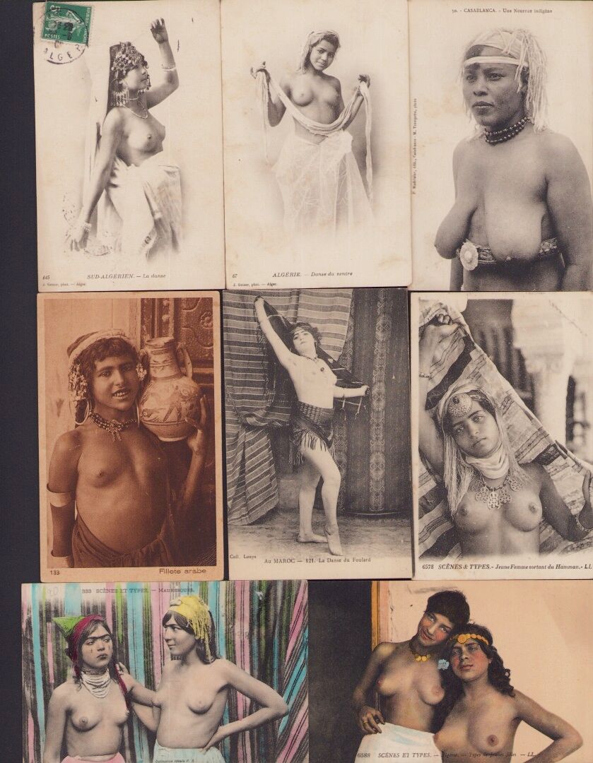 Null 11 CPA Maghreb, Afrique du Nord, femmes torse nu ou nues. Certaines en coul&hellip;