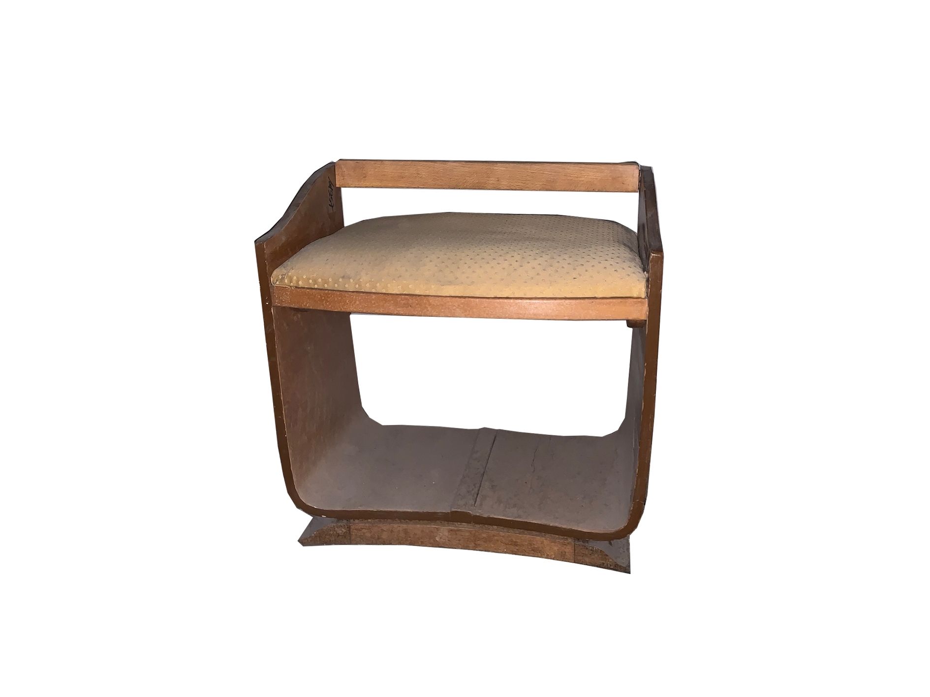 Tabouret 
非常好的凳子。饰面木材。黄色织物座椅。 将要进行的修复。