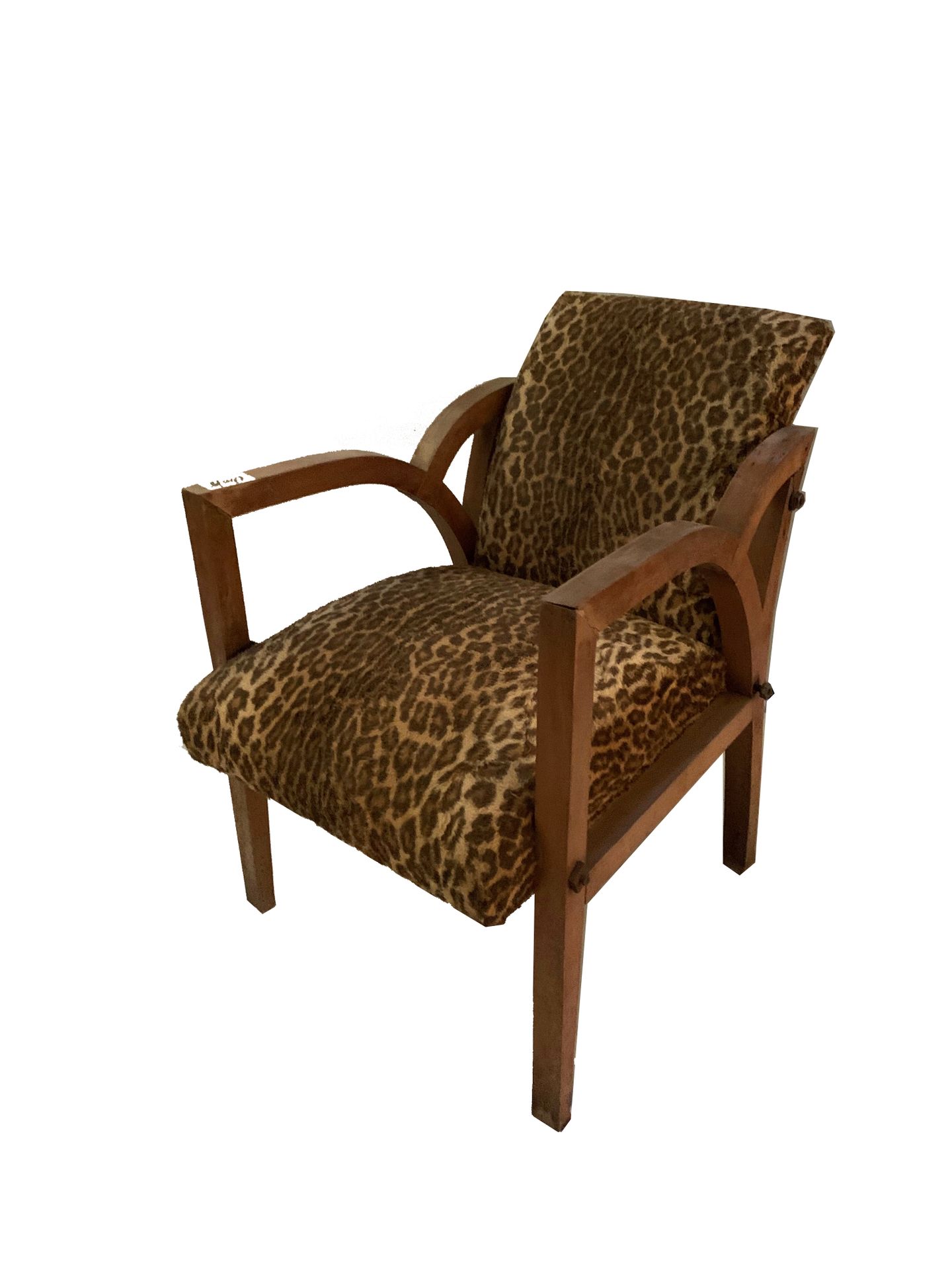 Fauteuil 
Paire de fauteuils. Tissu léopard. Accoudoirs bois. Restauration à pré&hellip;