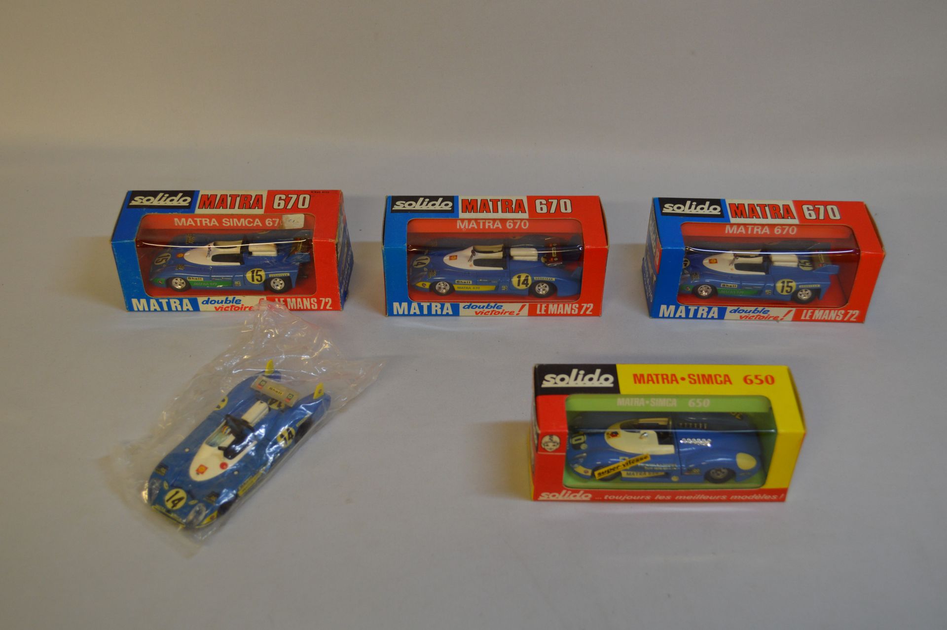 Null Set of five SOLIDO miniatures - MATRA 670 - Double Victory Edition Le mans &hellip;