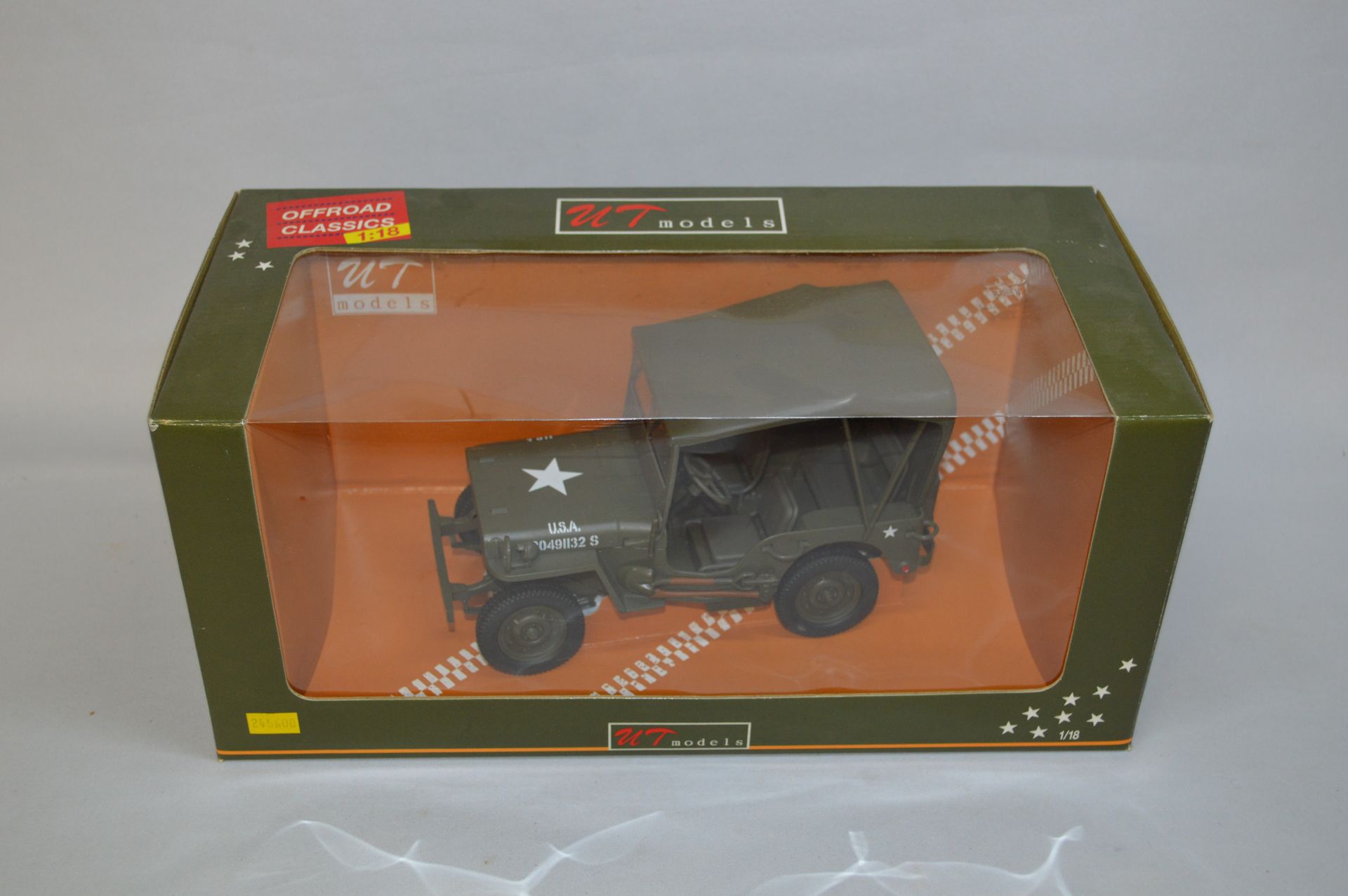 Null UT模型。金属。1 : 18.原装盒。Willys Jeep军事美国军队。出处：一位伟大收藏家的遗产。