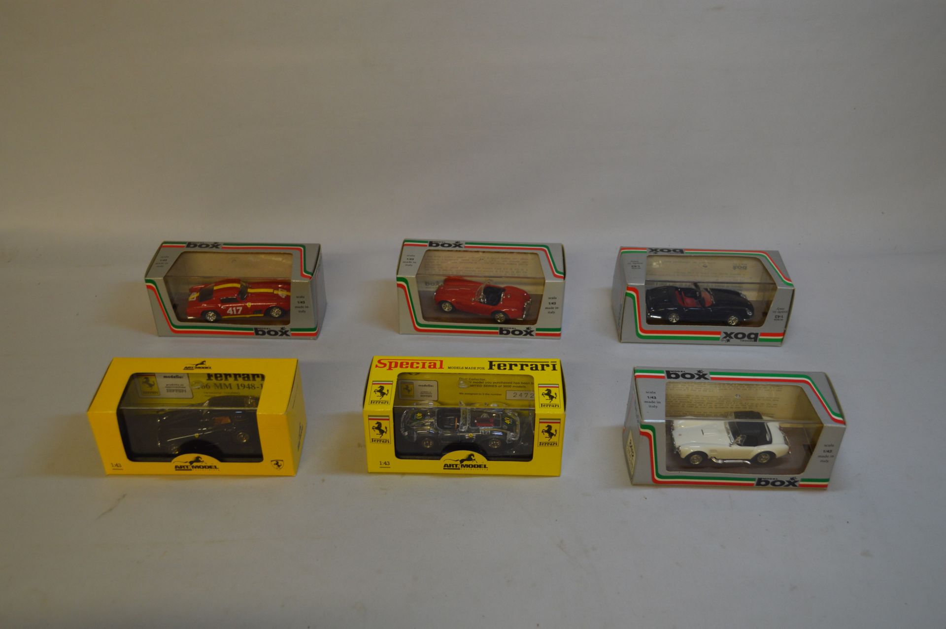 Null MODEL BOX / ART MODEL. Pvc and/or other. 1 : 43. Set of six Ferrari / AC Co&hellip;