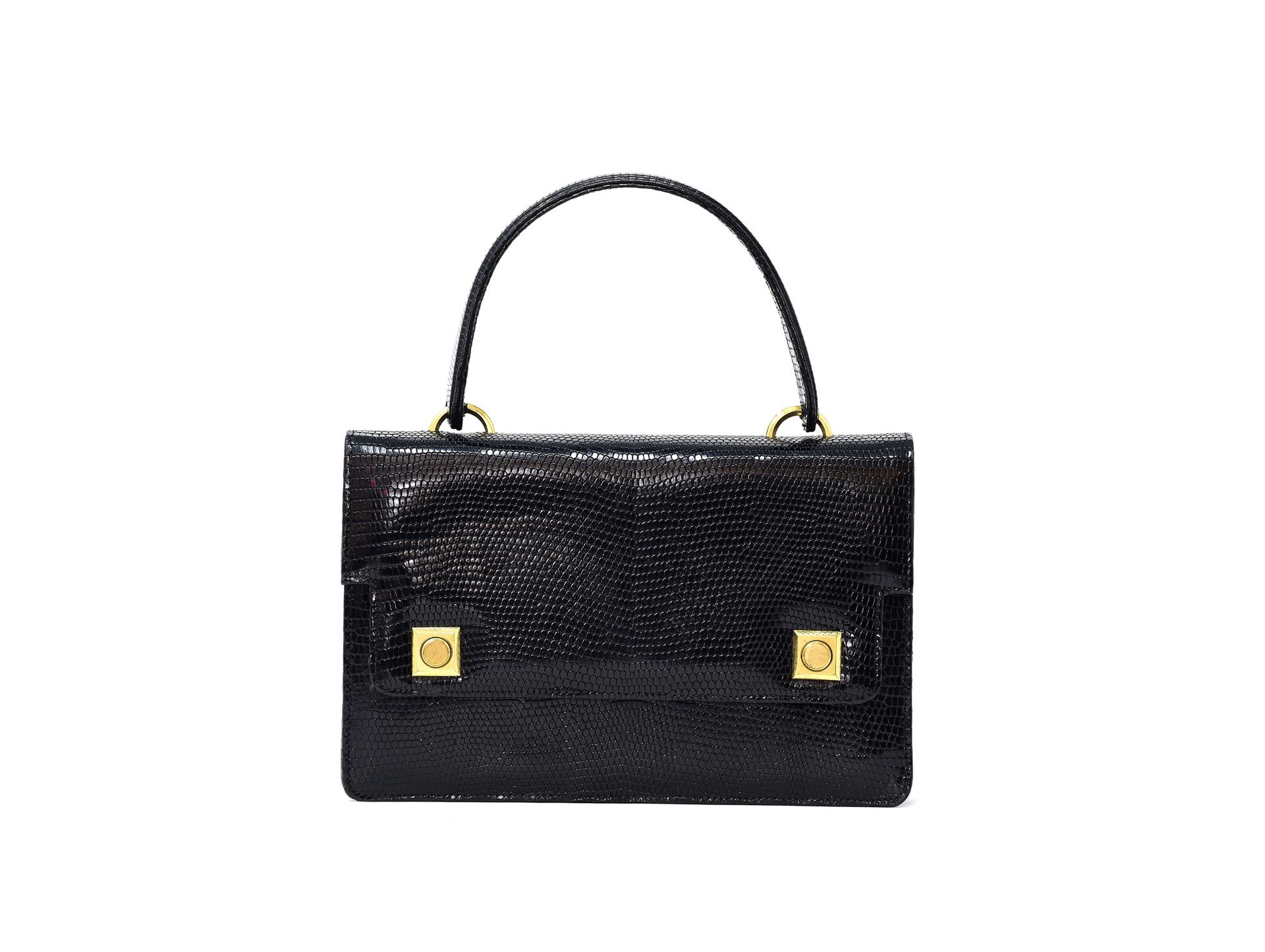 GUCCI Vintage Gucci Handtasche in schwarzem pelle von Varanus Niloticus mit due &hellip;