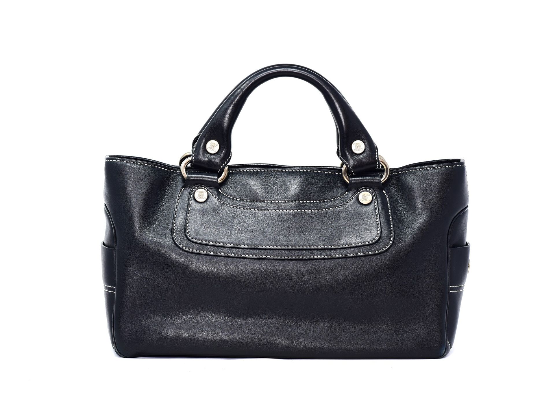 CELINE Borsa a mano Céline Boogie in pelle nera. Rivestimento interno in tessuto&hellip;