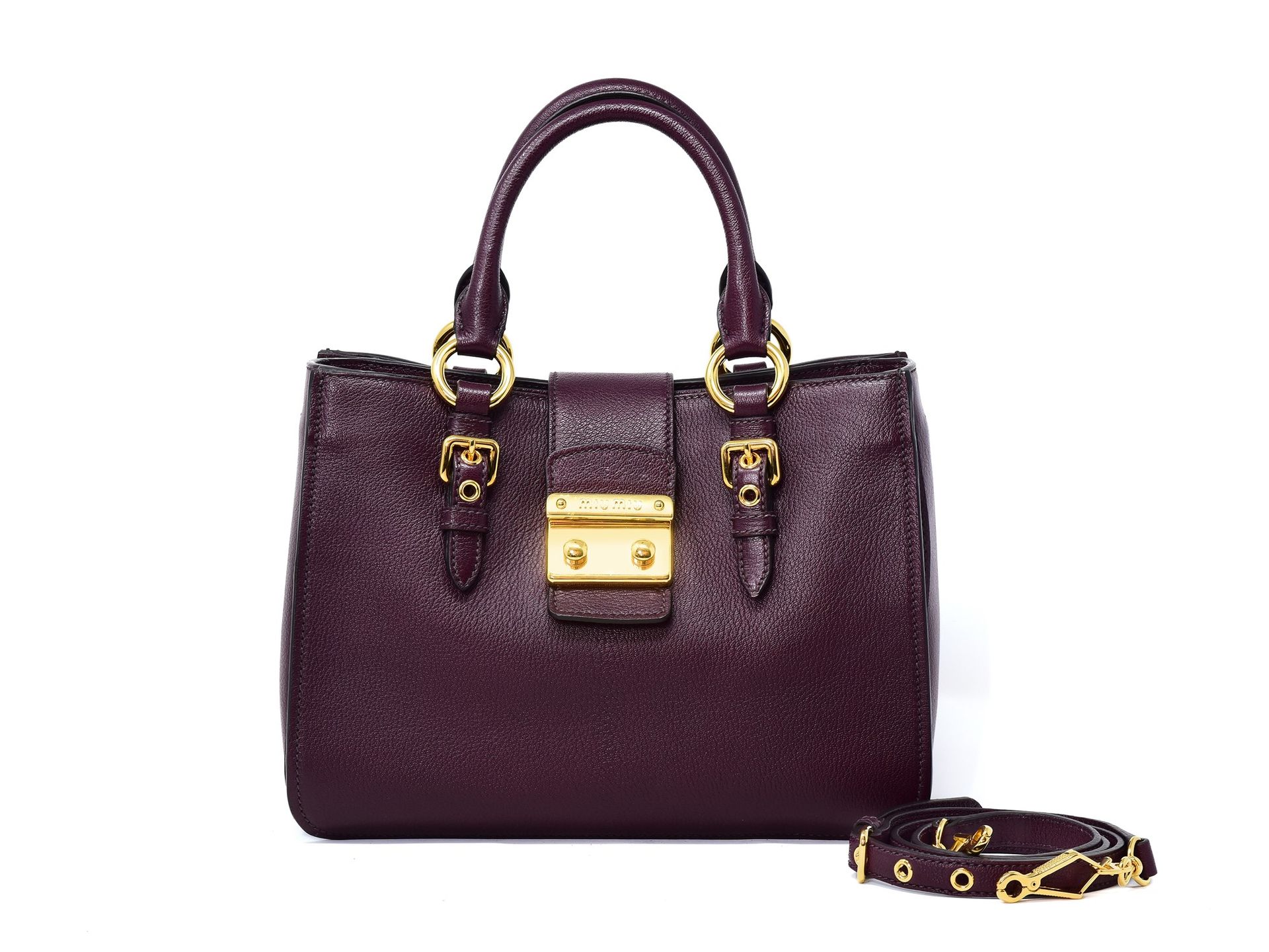 MIU MIU Borsa a mano Miu Miu Madras colore ribes con tracolla. Rivestimento inte&hellip;