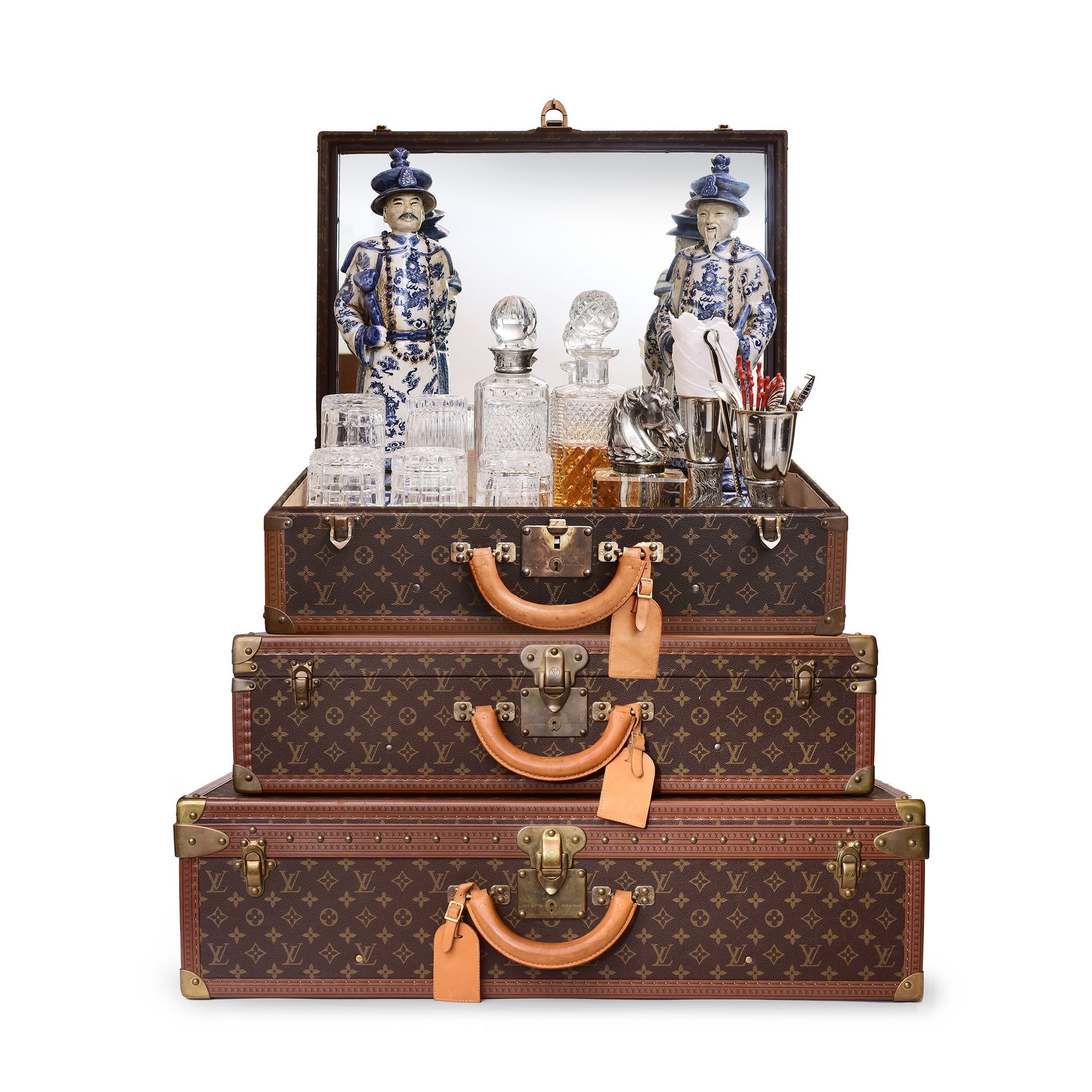 LOUIS VUITTON Lotto composto da tre valigie rigide Louis Vuitton in tela monogra&hellip;