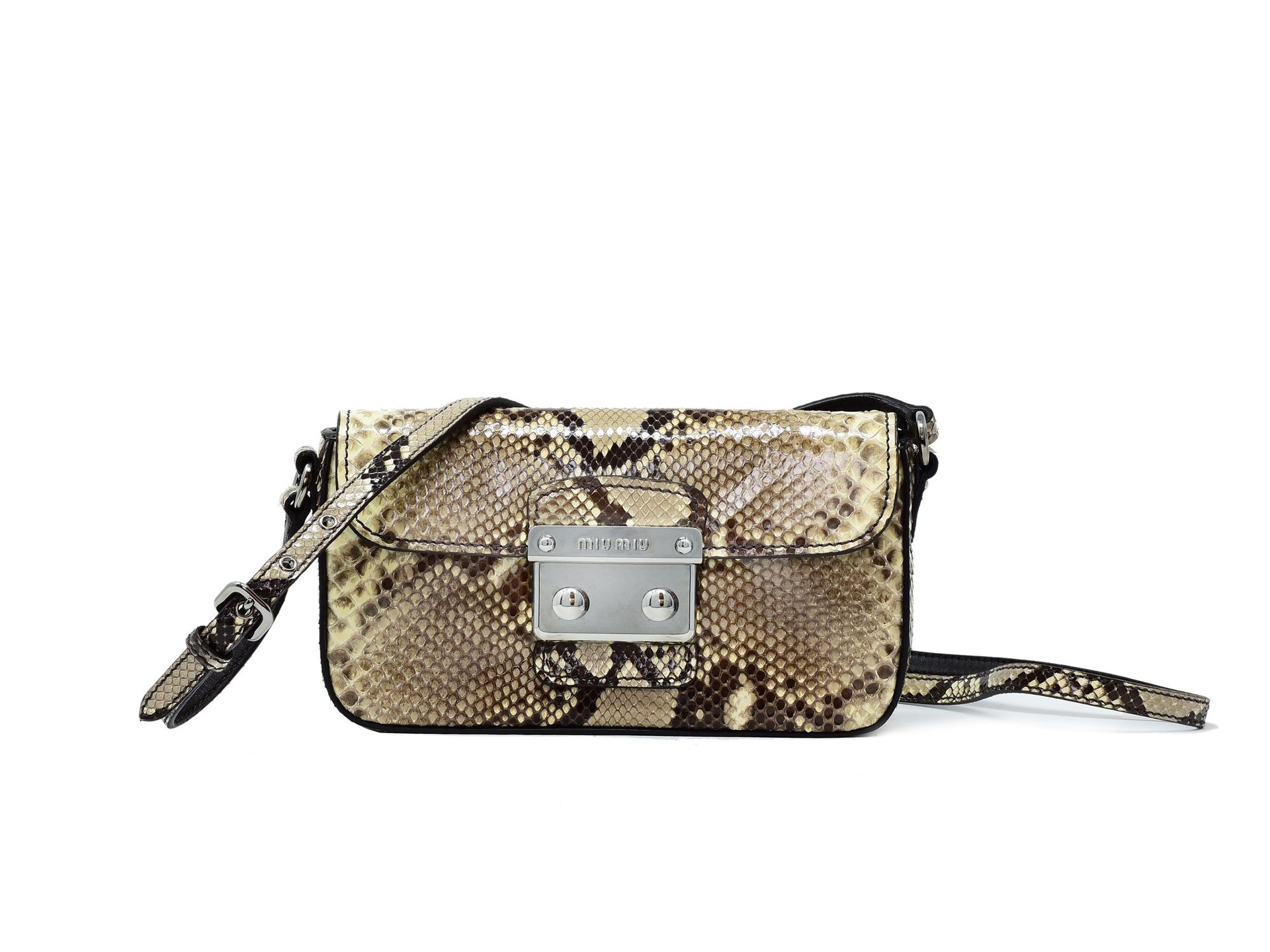 MIU MIU Borsa tracolla Miu Miu Madras in Malayopython reticulatus。内部无缝隙设计，有一个小孔。&hellip;