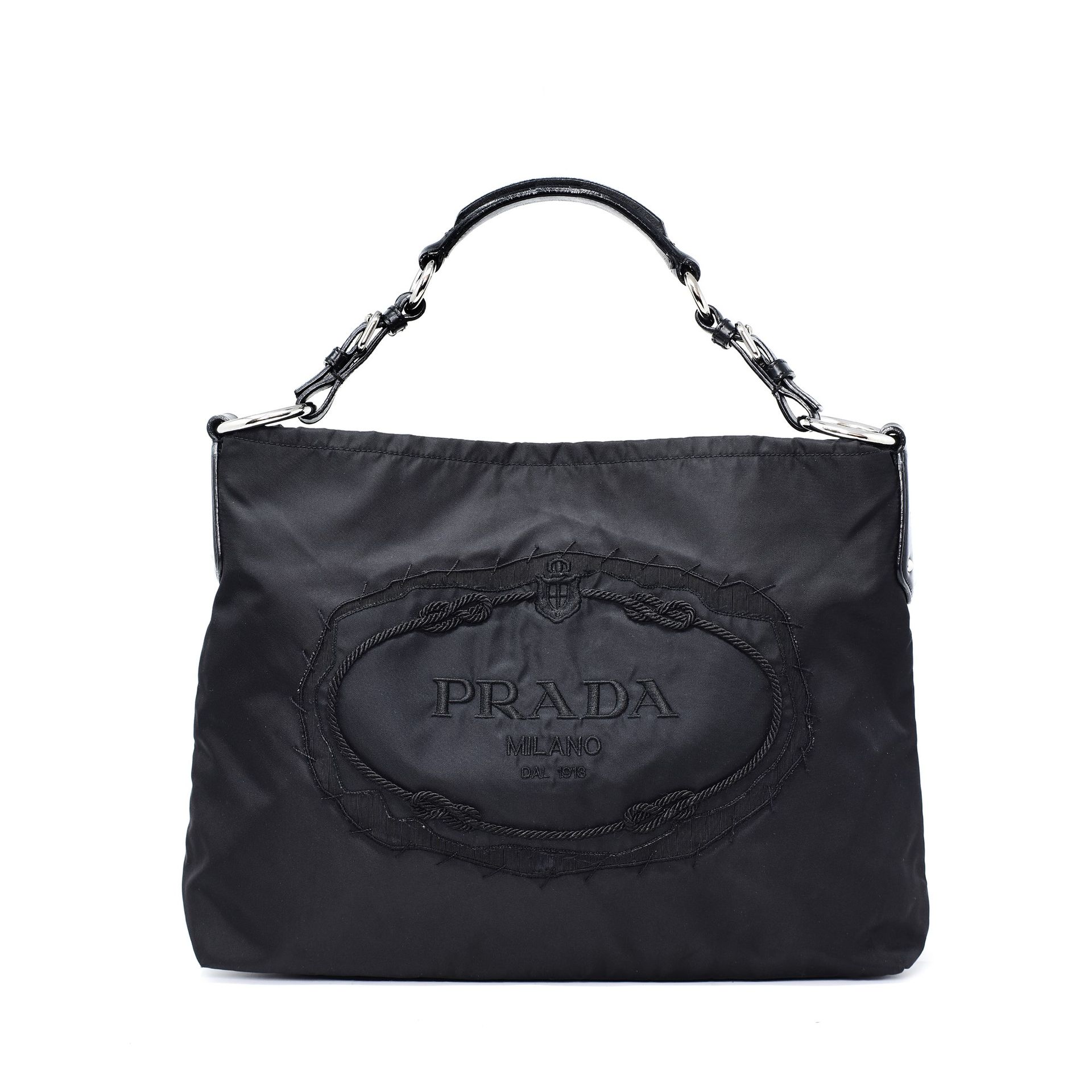 PRADA Prada shopping bag in nylon and pelle with an internal strap. With origina&hellip;