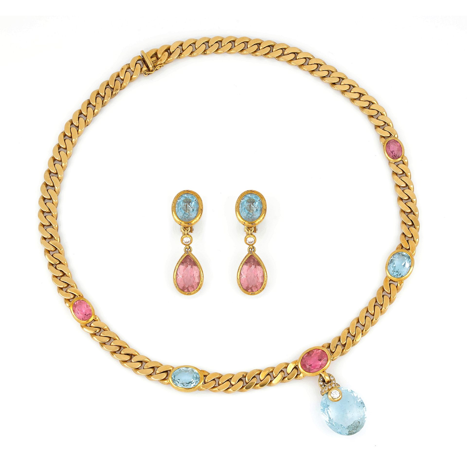 FARAONE Demi-parure composed of necklace and earrings in 18kt yellow gold signed&hellip;