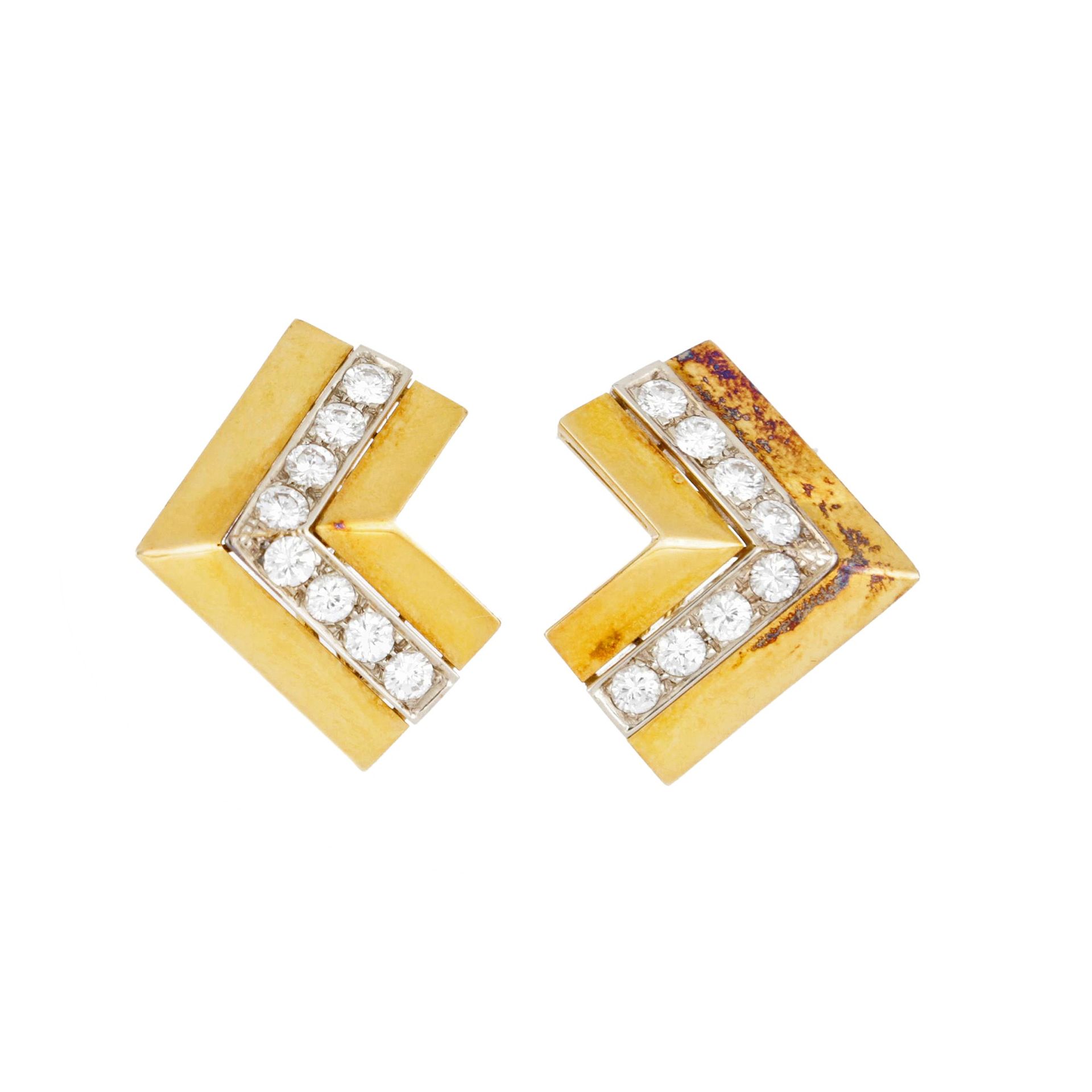 Null Orecchini in oro giallo 18 carati con diamanti taglio a brillante del peso &hellip;