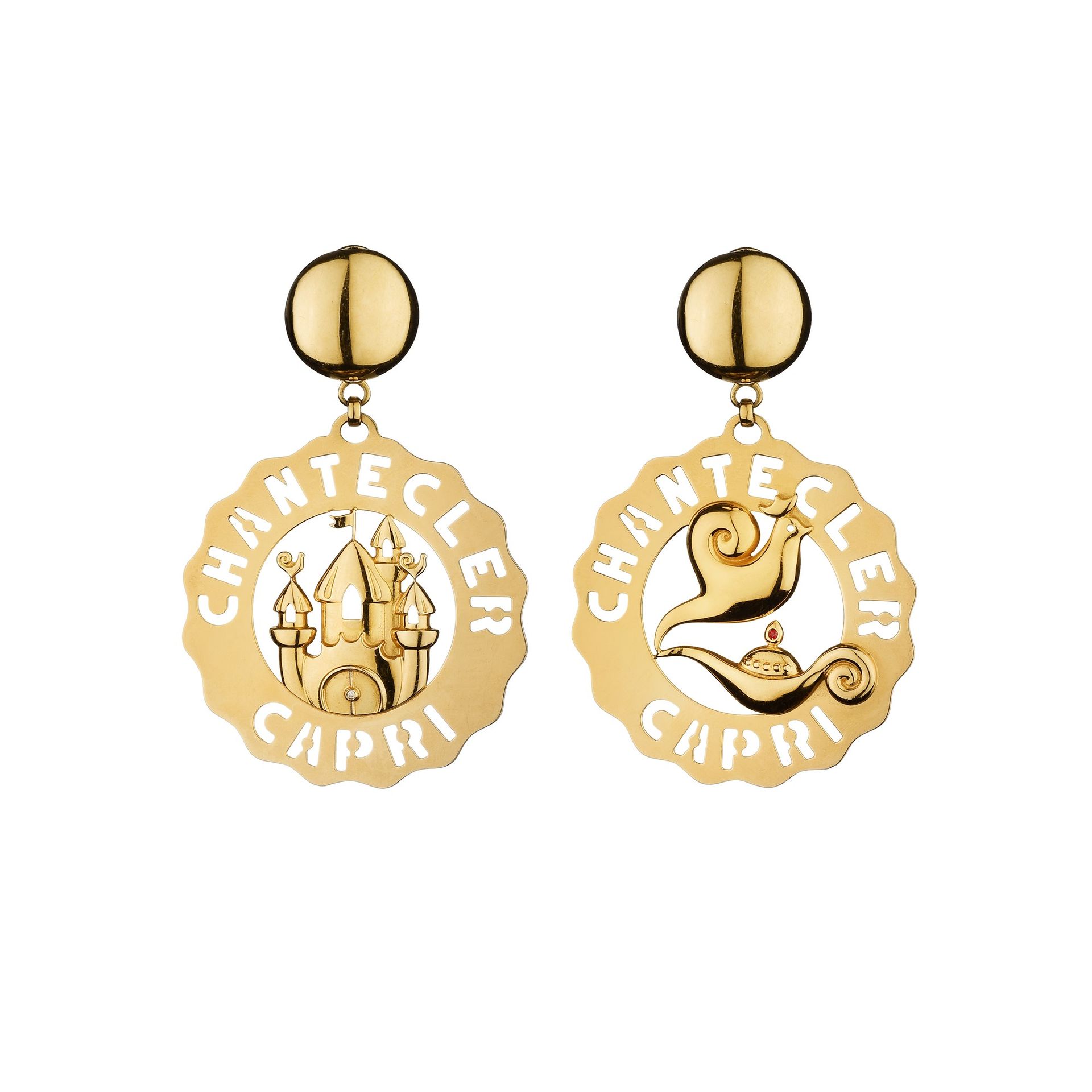 CHANTECLER Logo drop earrings by Chantecler in 18kt yellow gold.

Dimensions 7,0&hellip;