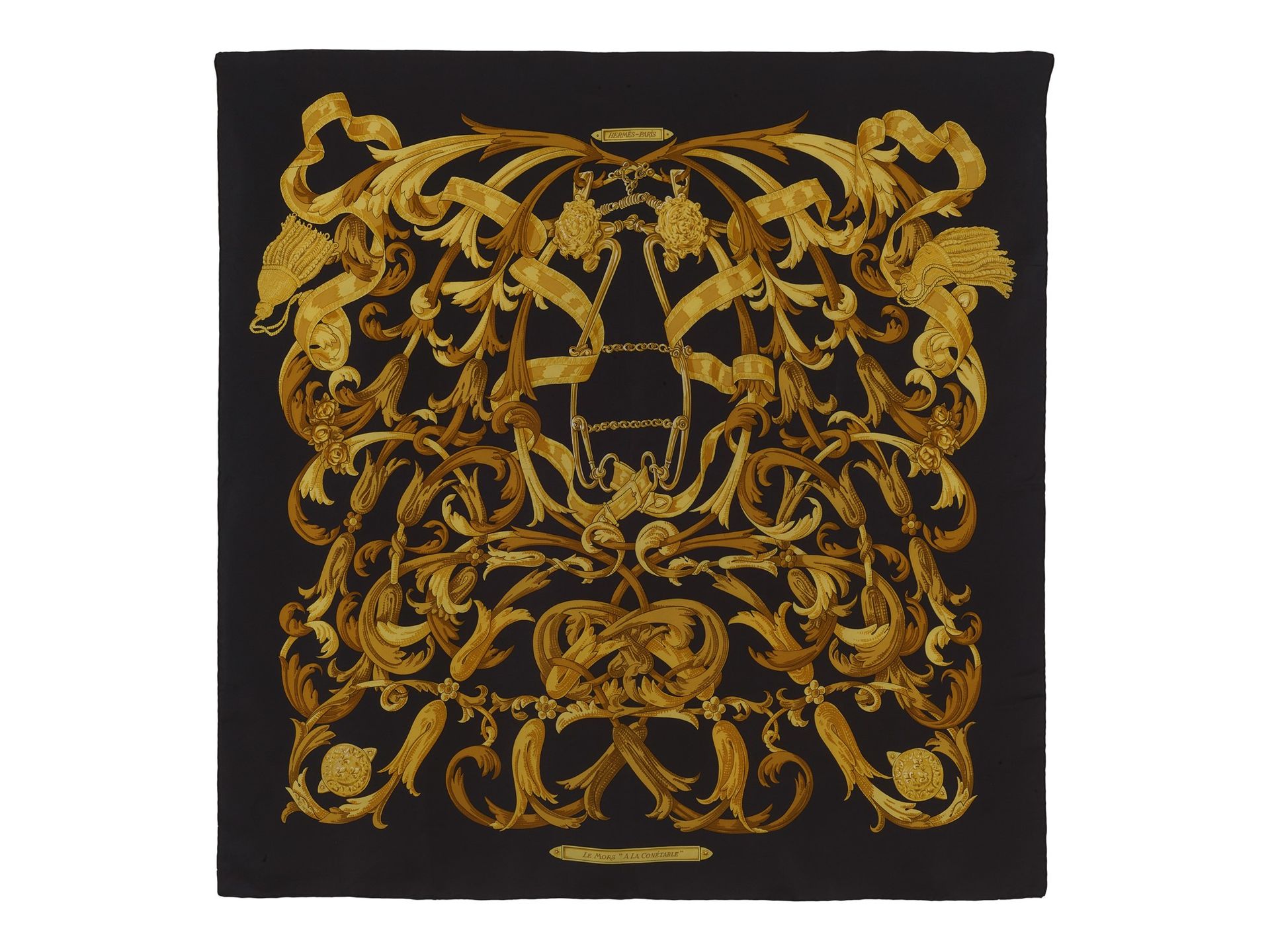 HERMES Pañuelo de seda Hermès Les Mors a La Conétable diseñado por Henri D'Orign&hellip;