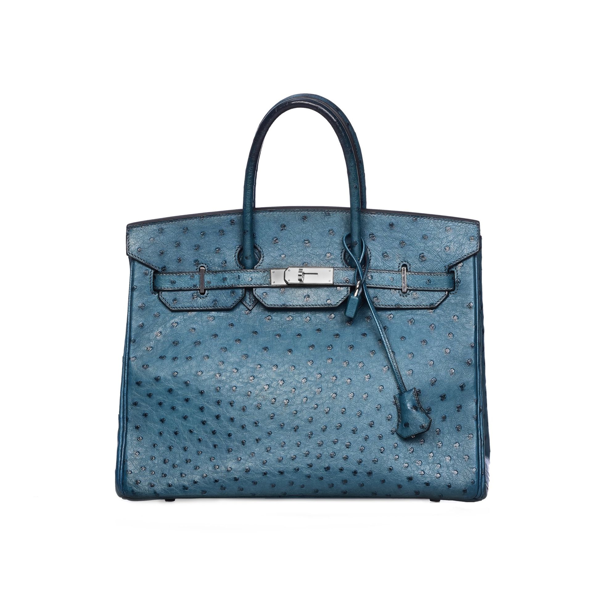 HERMES Hermès Birkin 35 in Straußenleder (Sturthio Camelus) Bleu du Roi mit Pall&hellip;