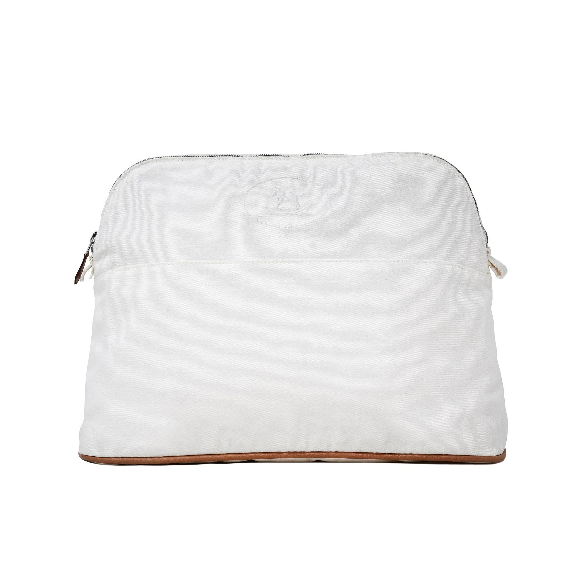 HERMES Hermès Bolide Trousse aus weißem Canvas mit Kalbslederbesatz, Reißverschl&hellip;