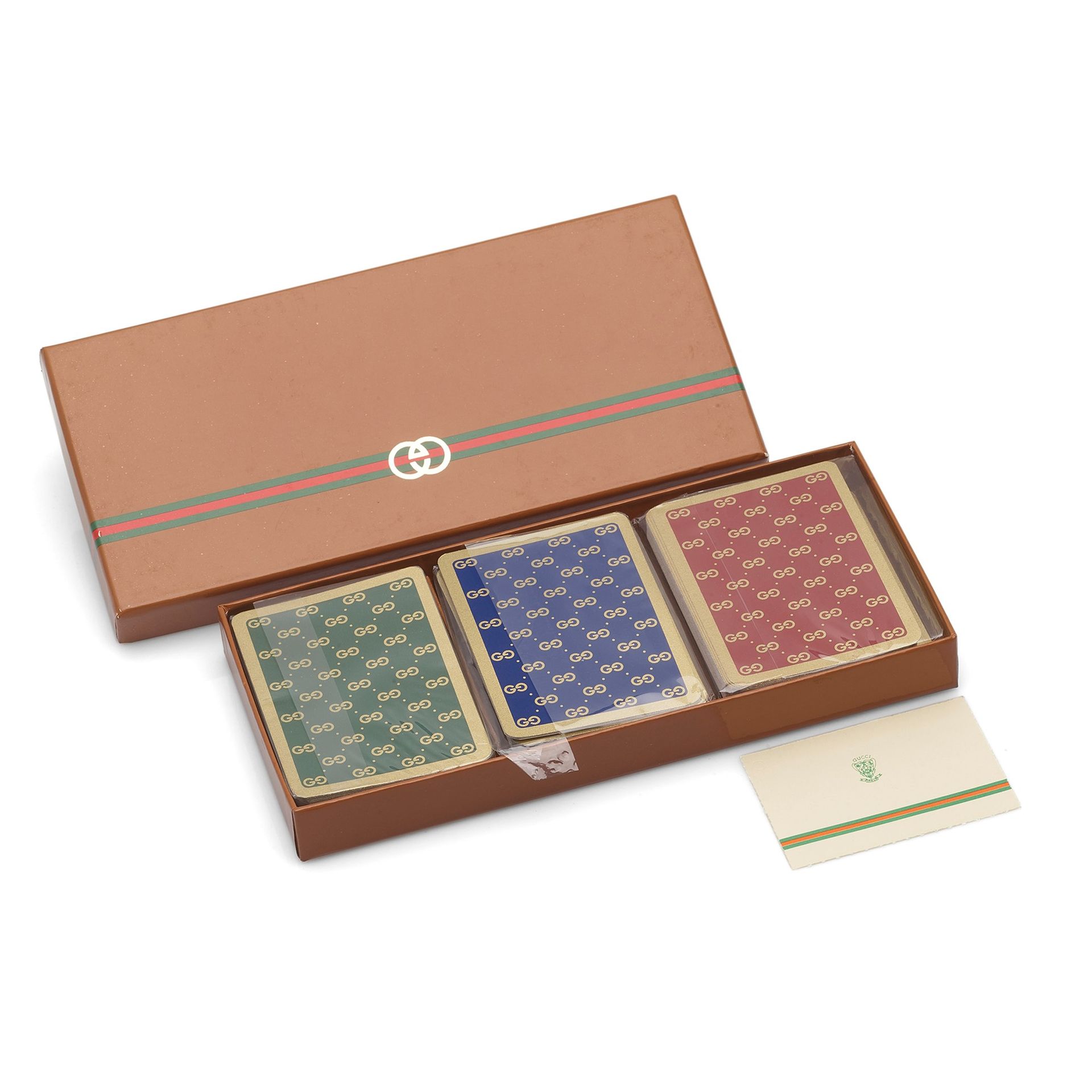 GUCCI Paquete de 3 barajas de cartas Gucci vintage con caja y etiqueta originale&hellip;
