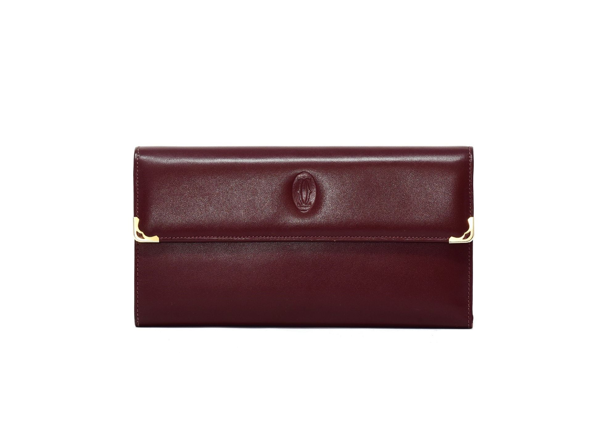 CARTIER Les Must de Cartier burgundy leather travel wallet with coin holder, bil&hellip;