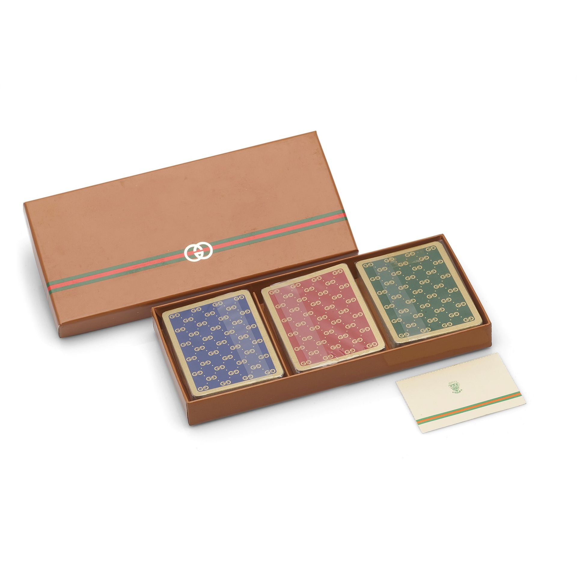 GUCCI Packung mit 3 Stapeln alter Gucci-Spielkarten mit Originalverpackung und A&hellip;