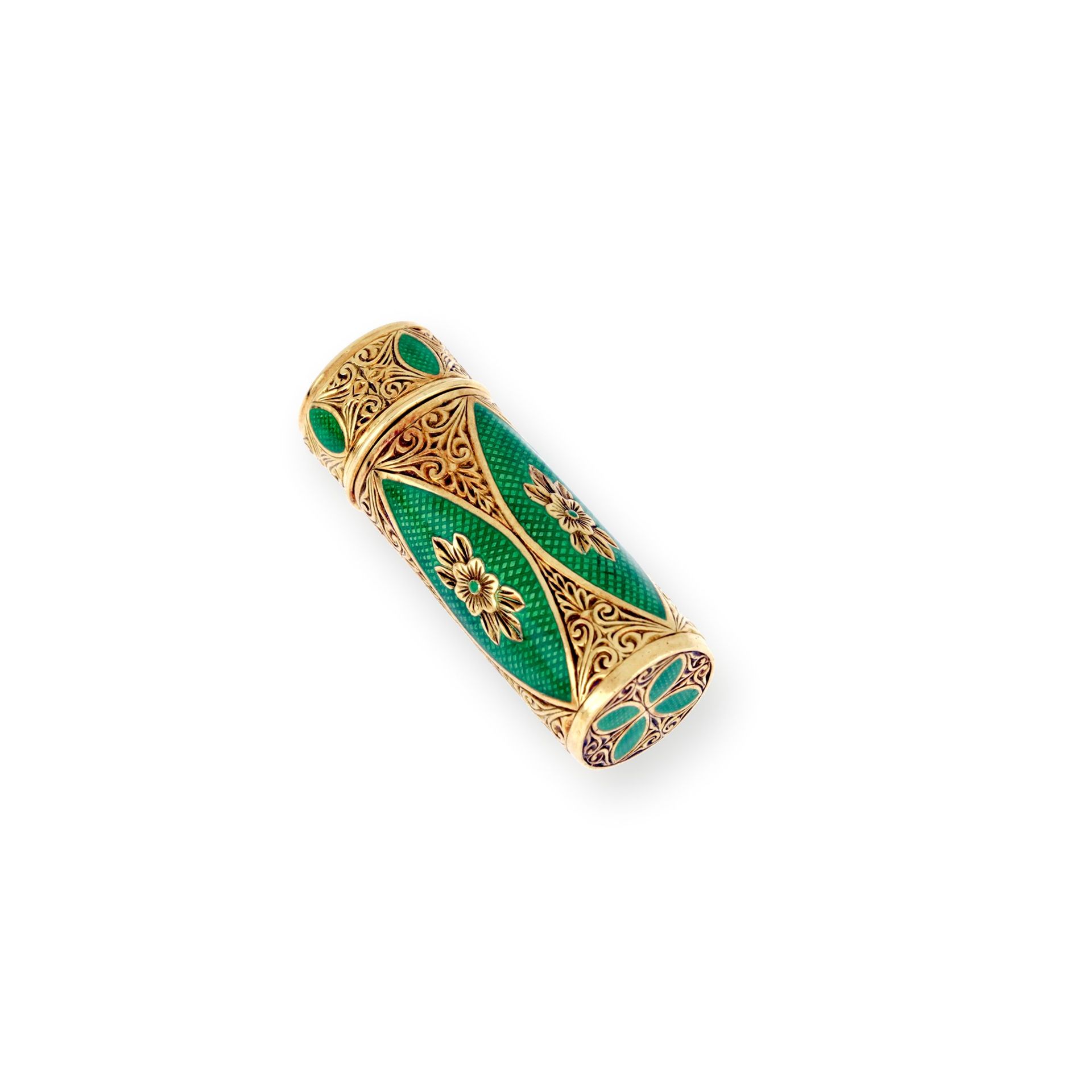 Null Necessaire in 18 kt yellow gold and translucent green enamel. 

Dimensions &hellip;