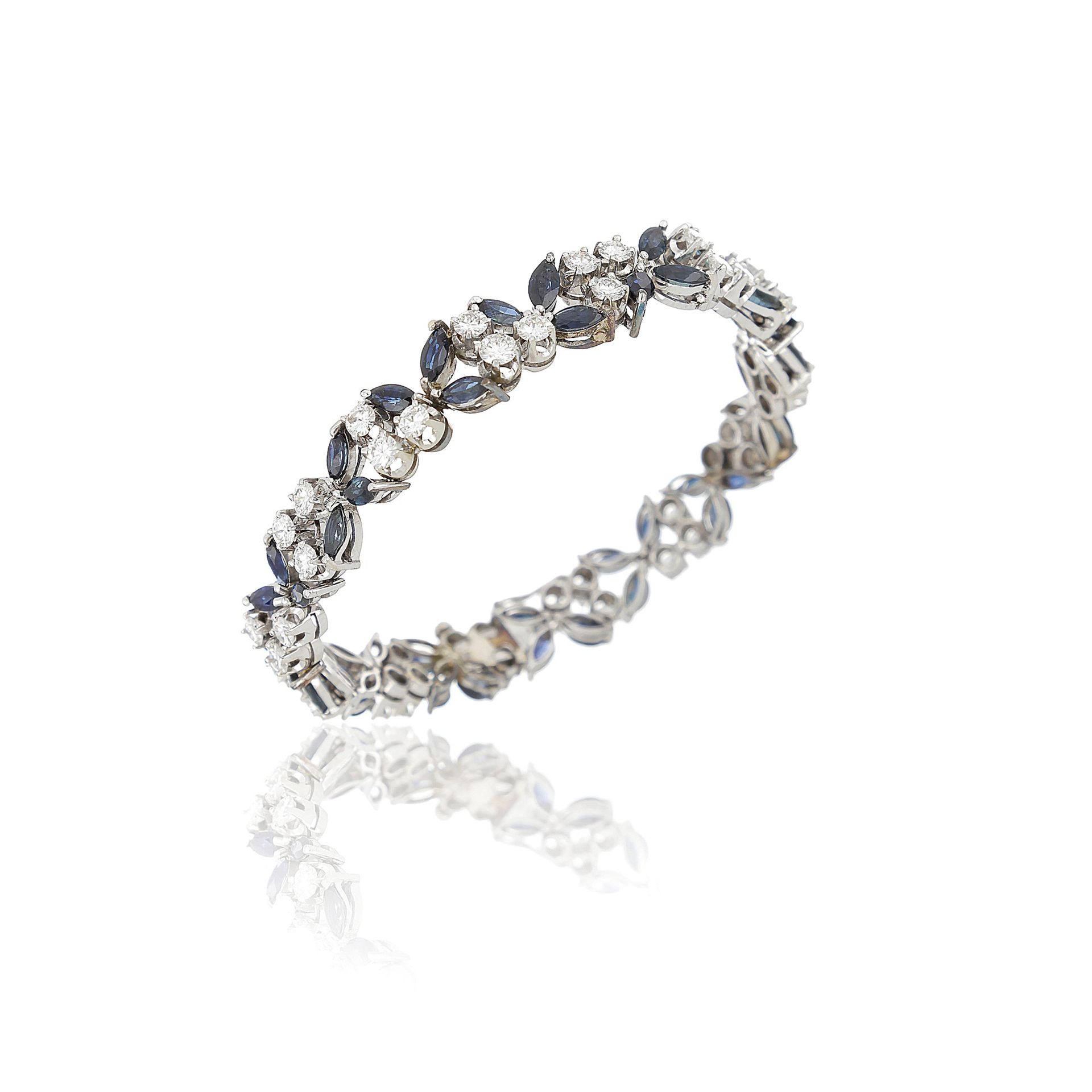 Null 18kt white gold bracelet, late 1960s-mid 1970s, with round brilliant-cut di&hellip;