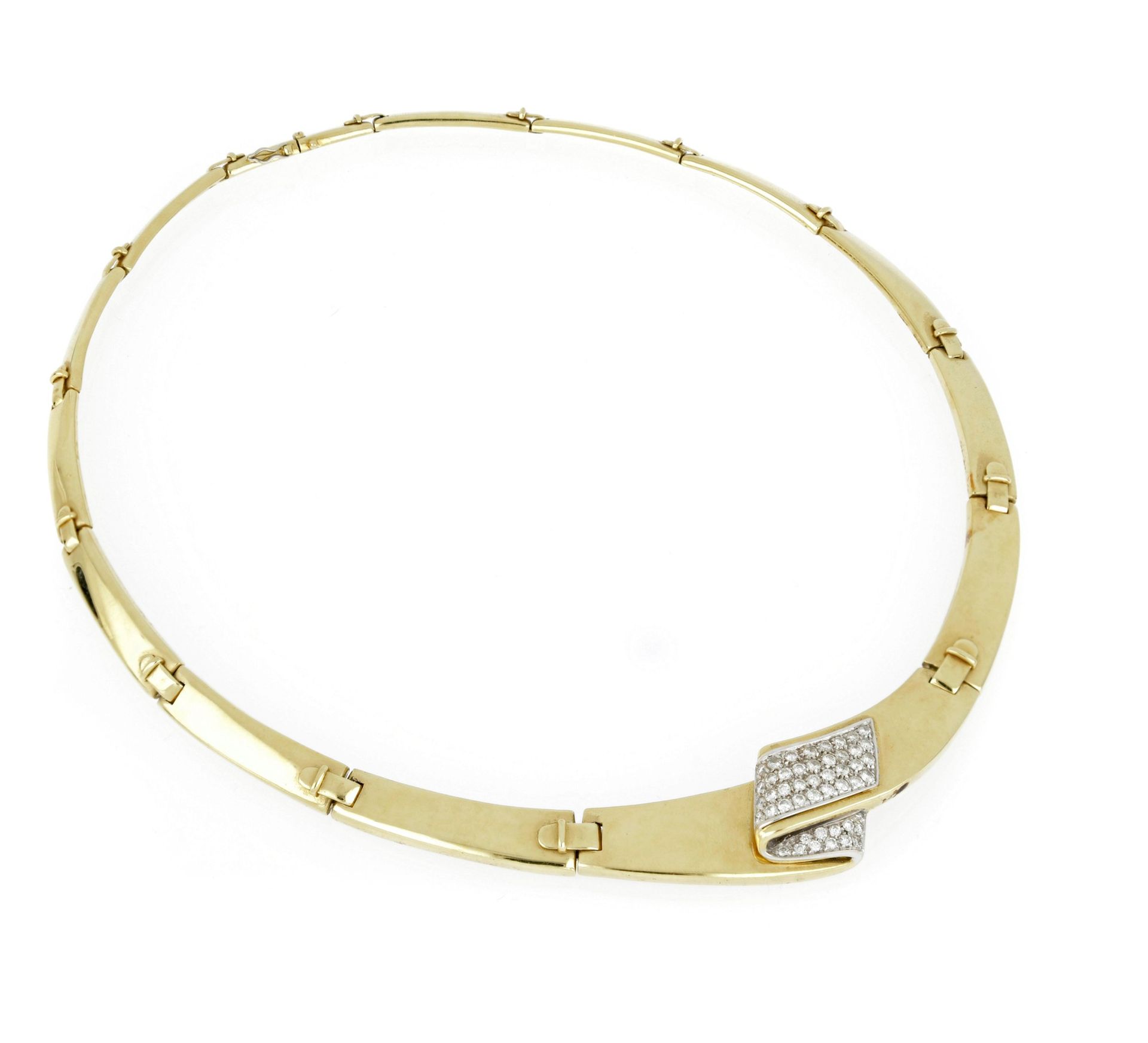 Null Leo Pizzo semirigid necklace, 1980s, 18 kt yellow and white gold decorated &hellip;
