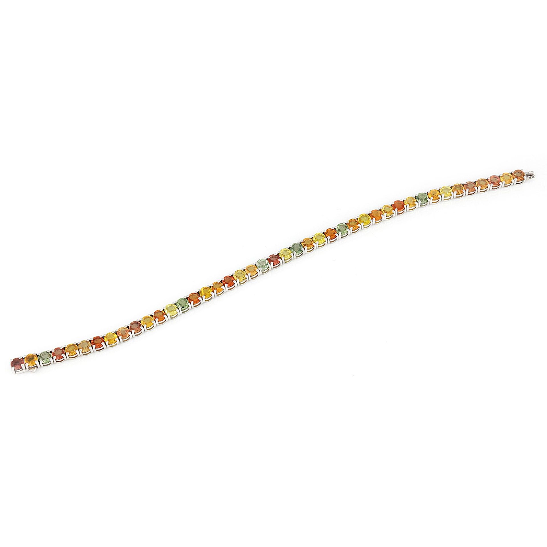 Null 14 Kt white gold tennis bracelet with multicolored sapphires weighing a tot&hellip;