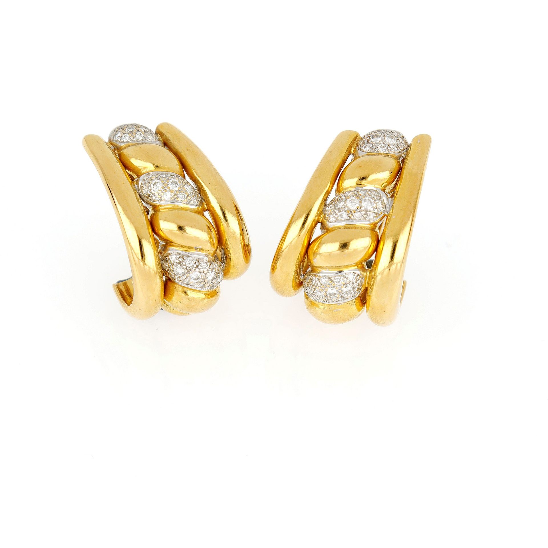 SABBADINI Sabbadini clip earrings in 18 kt yellow and white gold with round bril&hellip;