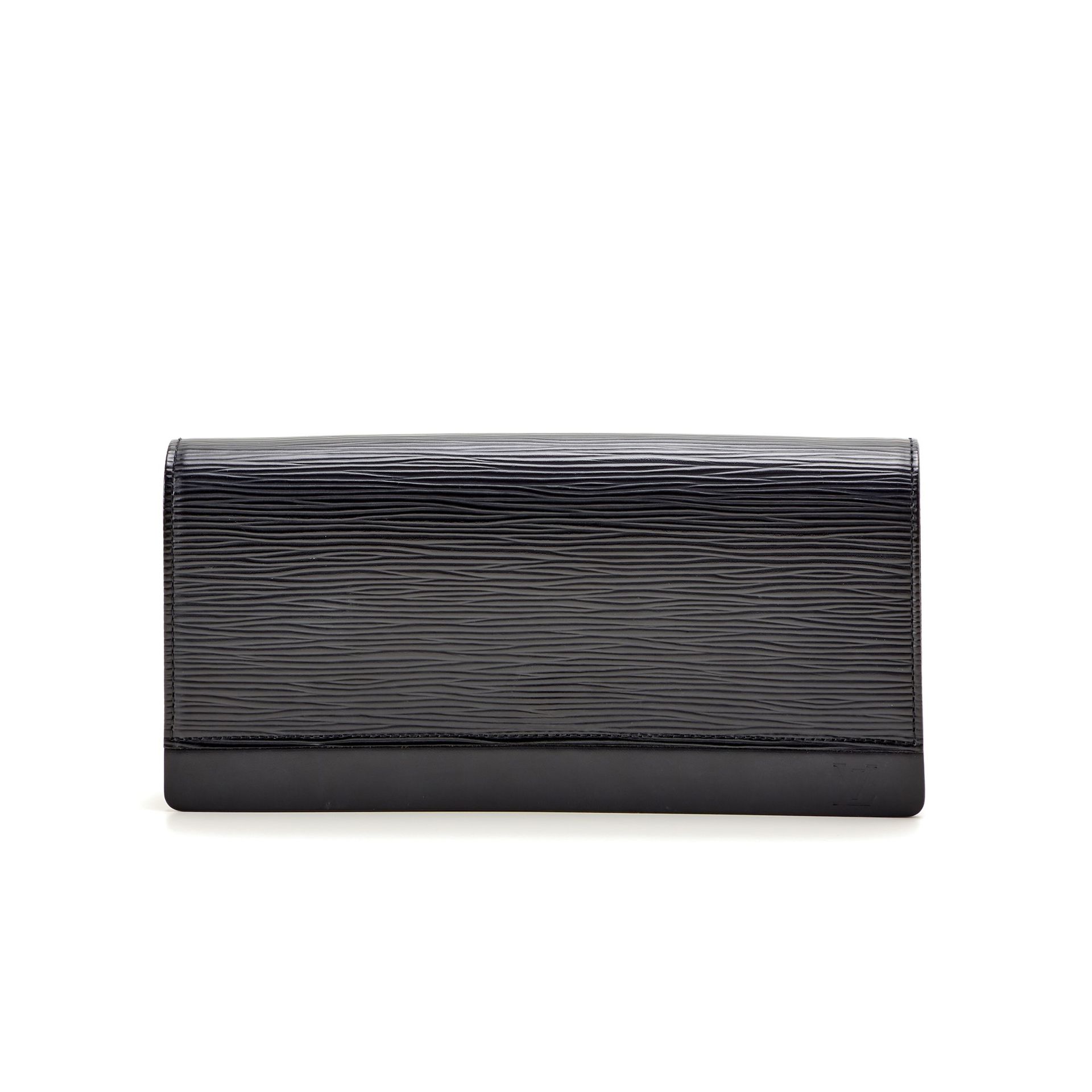 Louis Vuitton clutch bag in black Epi leather, inside on…
