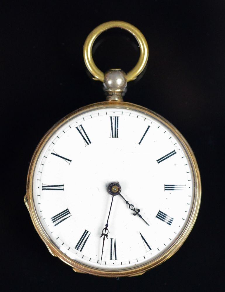 Null Petite montre de poche, cadran à chiffres romains, revers décoré d'armoirie&hellip;