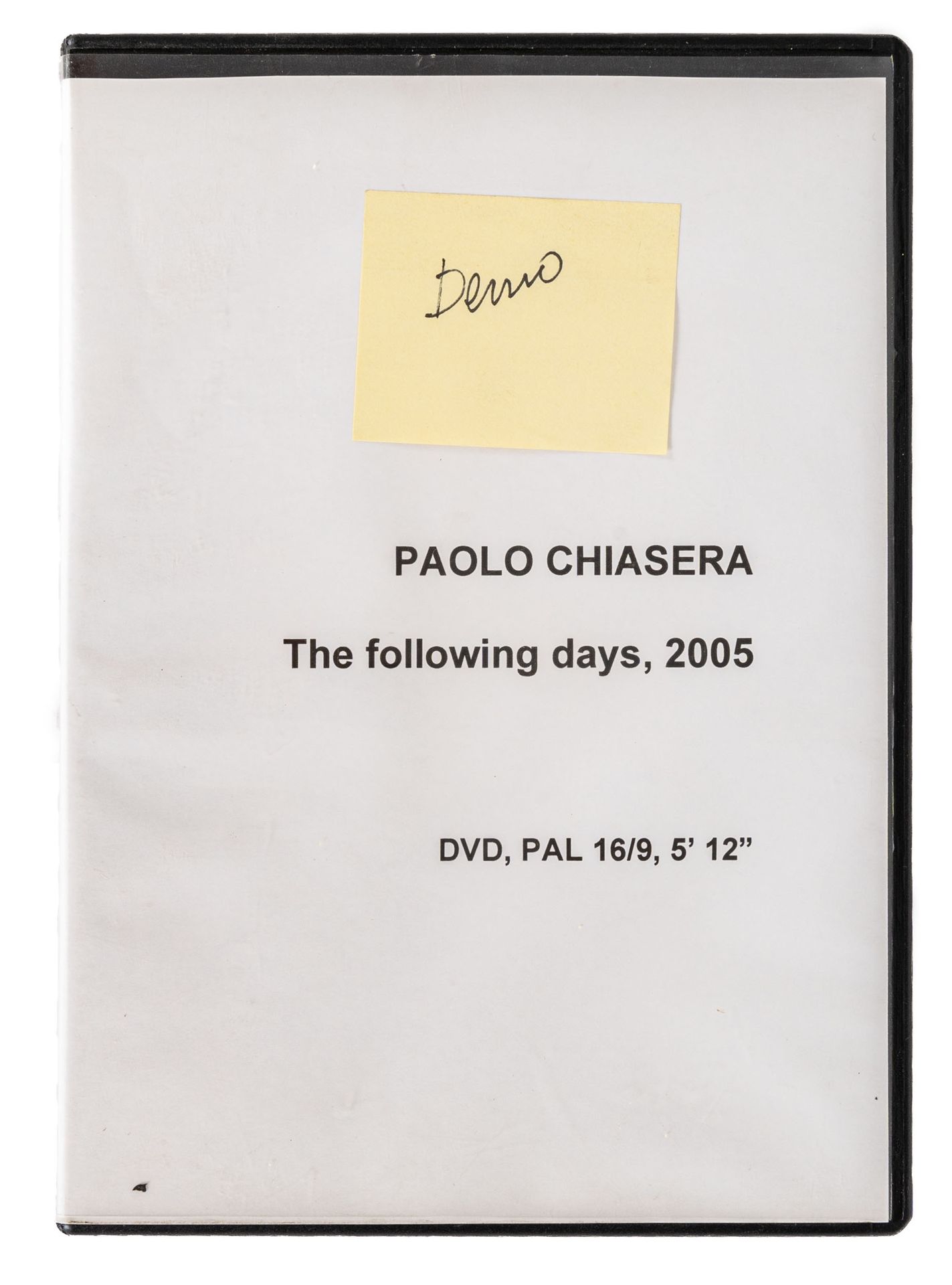 PAOLO CHIASERA PAUL CHIASERA

(1978)

Untitled

Video DVD and VHS of artist's do&hellip;