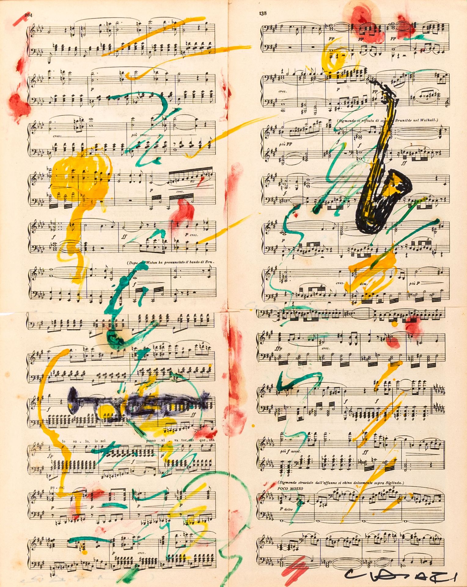 GIUSEPPE CHIARI 朱塞佩-基亚里

(1926 - 2007)

无题

应用于纸上的乐谱上的混合媒体

49,7 x 40 cm

右下方有签名&hellip;