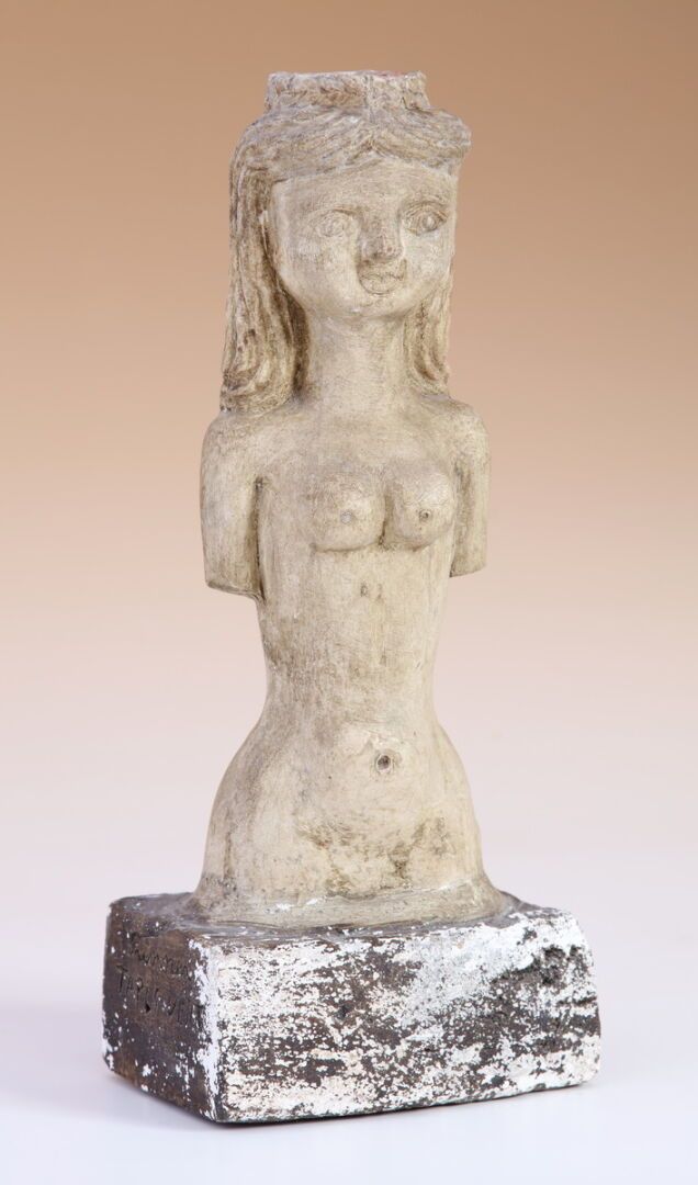 Null 安东-普林纳（1902-1983），瓦卢里斯 LE TAPIS VERT 工作室
BOUGEOIR 裸体女性半身像
石膏底座上的烧制粘土
底座上有签名&hellip;